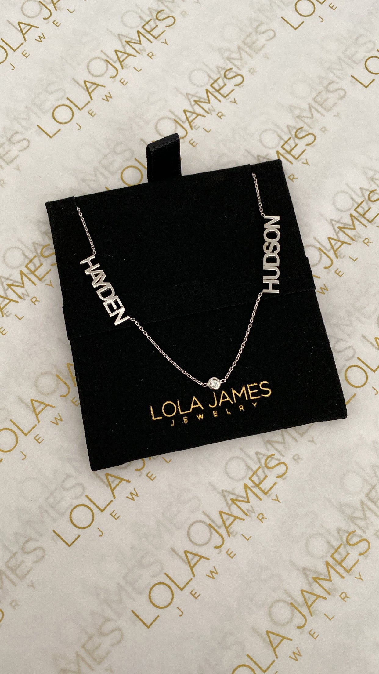 Small Block Multi Name Necklace