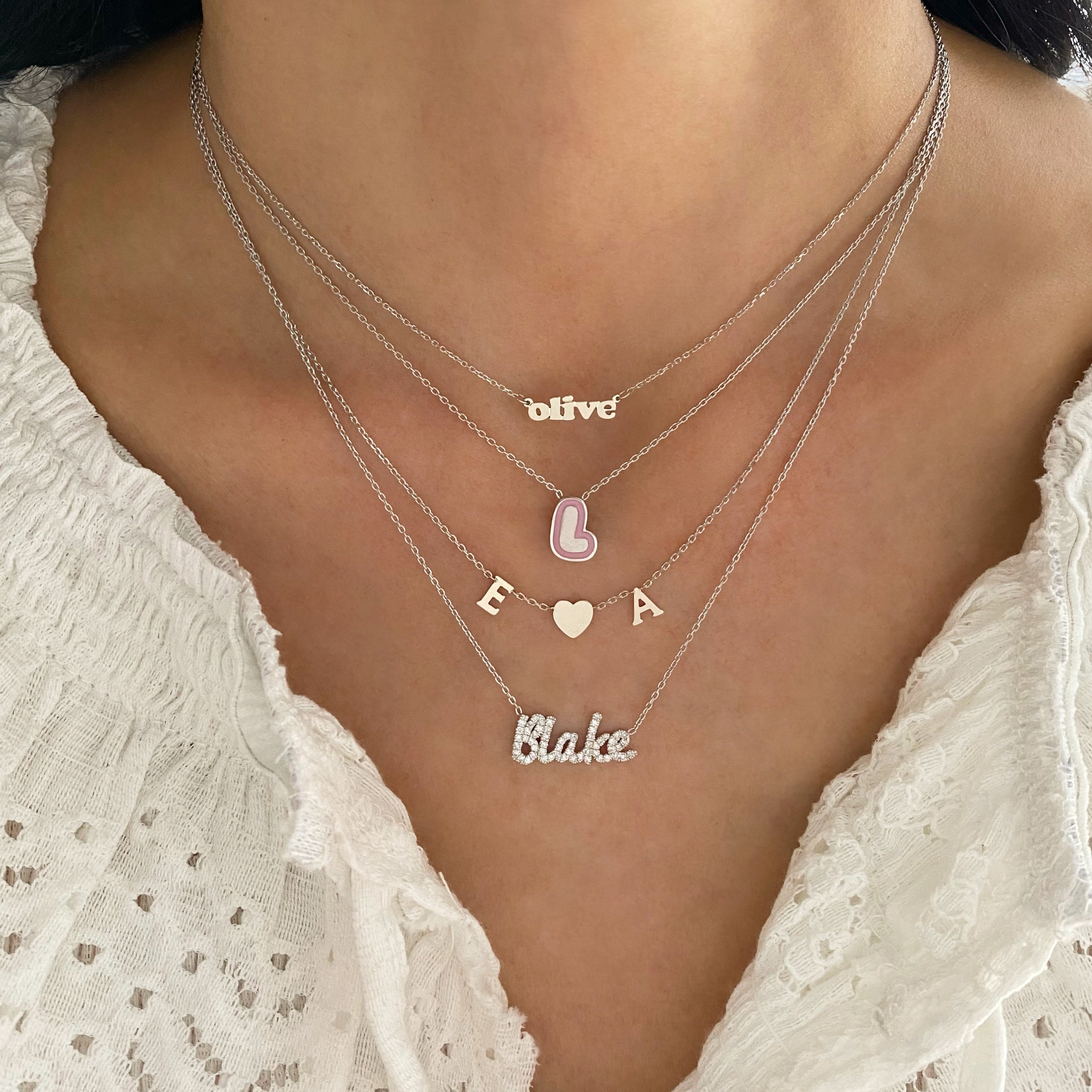 Small Script Diamond Name Necklace - font #2