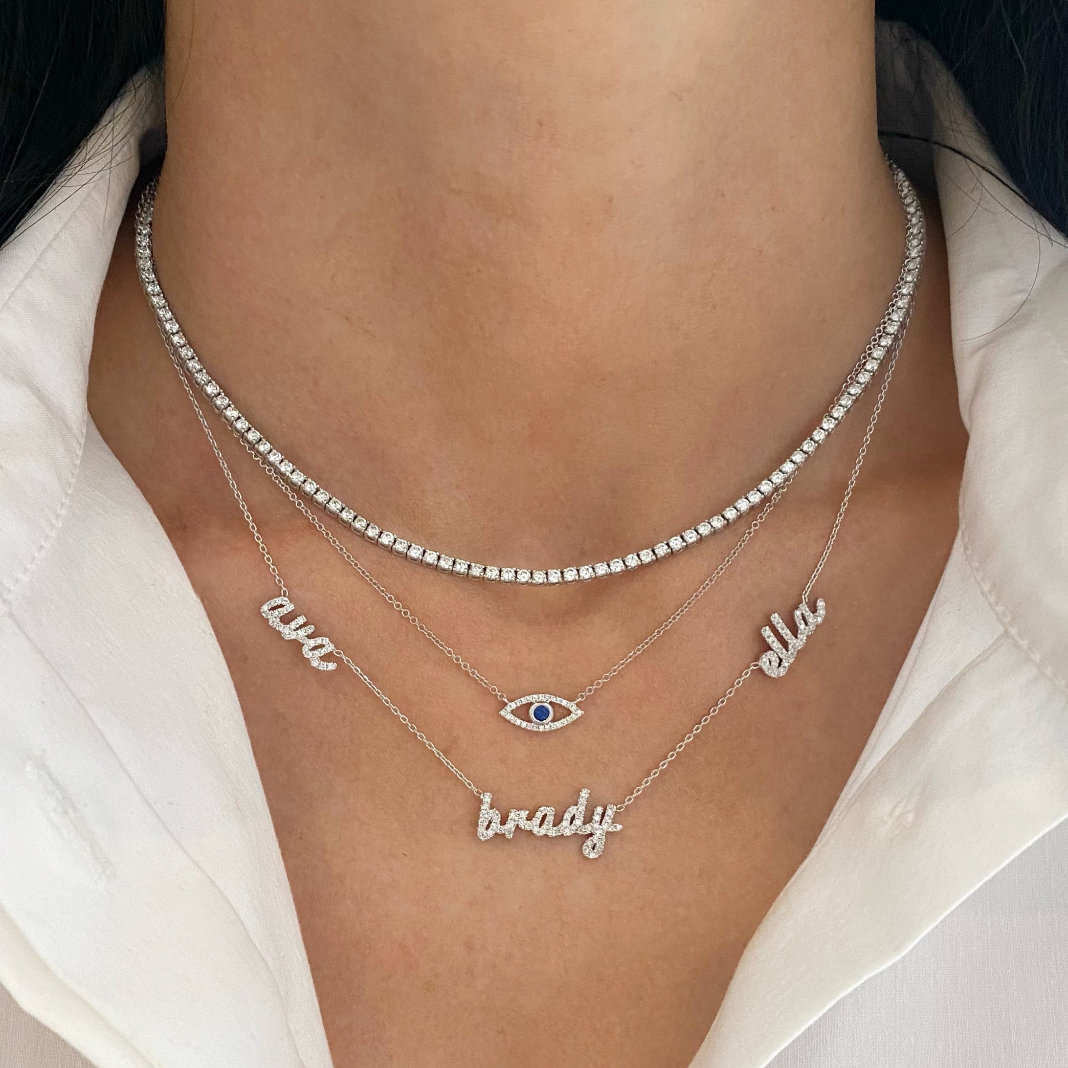 Diamond Script Multi Name Necklace