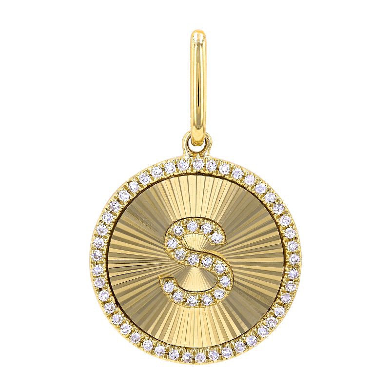 Fluted Diamond Letter Charm