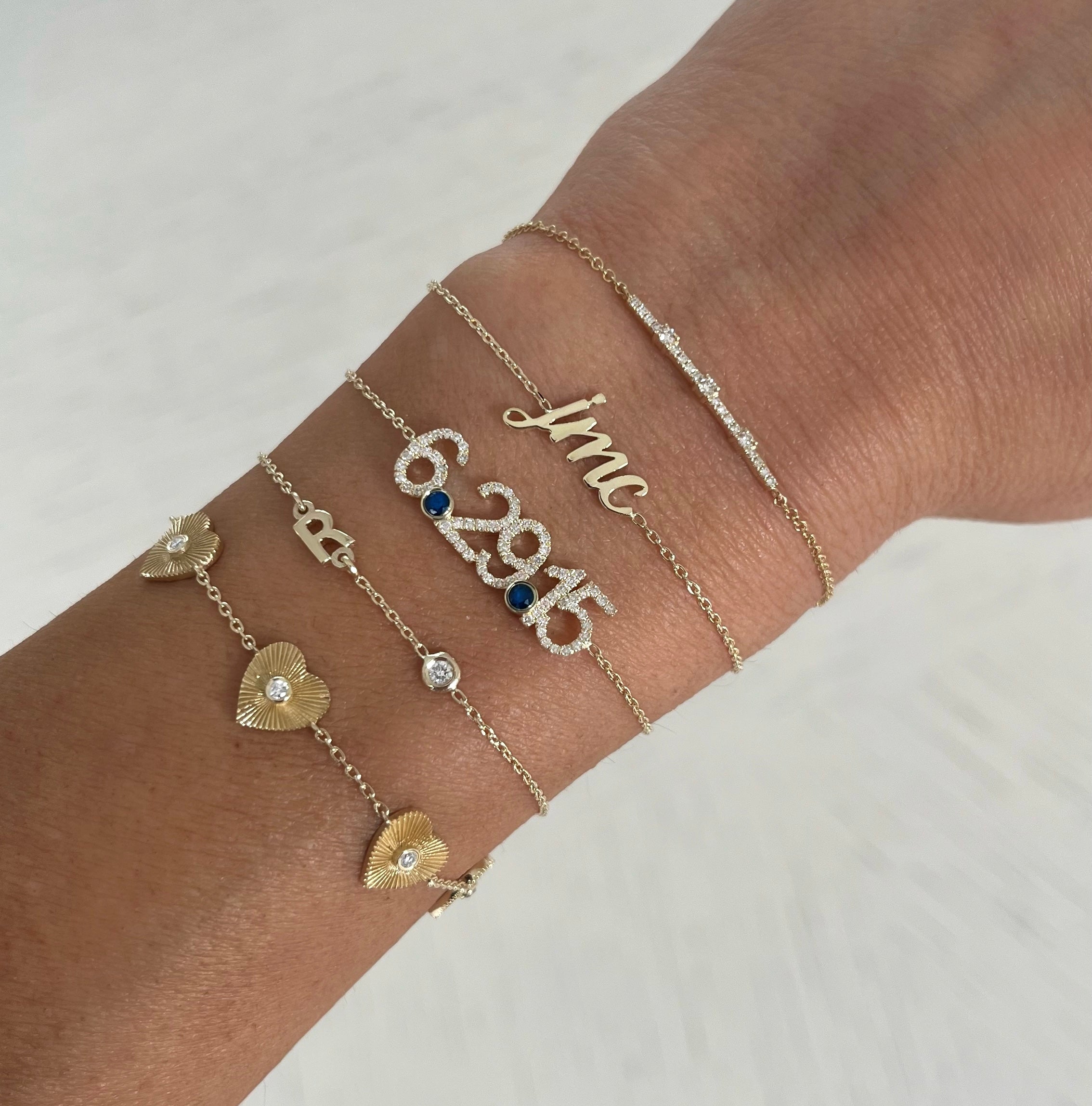 5 Fluted Hearts Bracelet