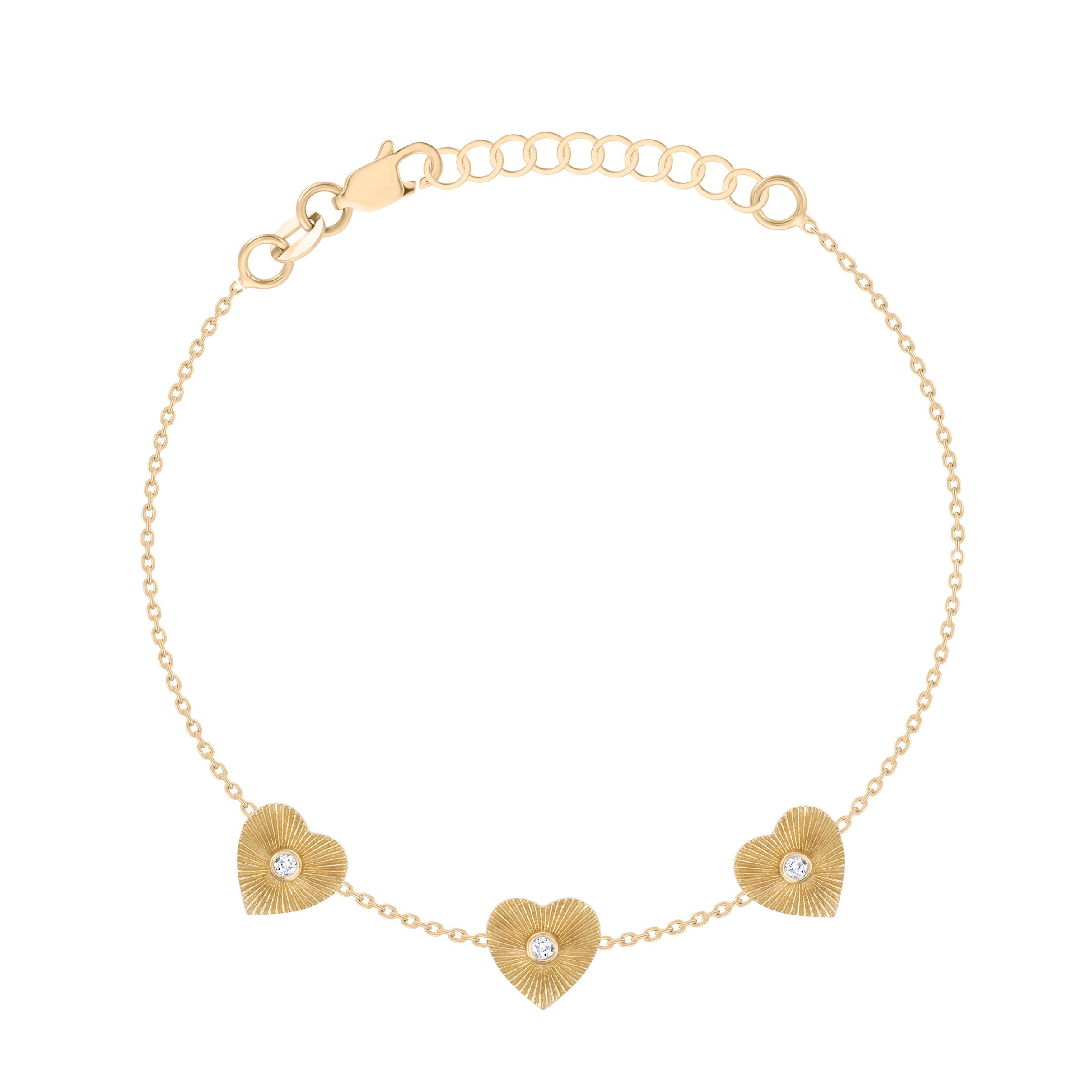 3 Fluted Hearts Bracelet
