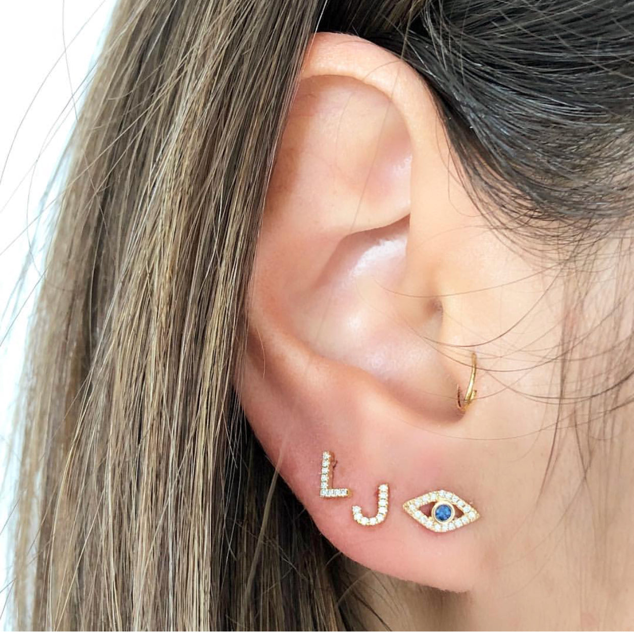 Diamond Initial Earring