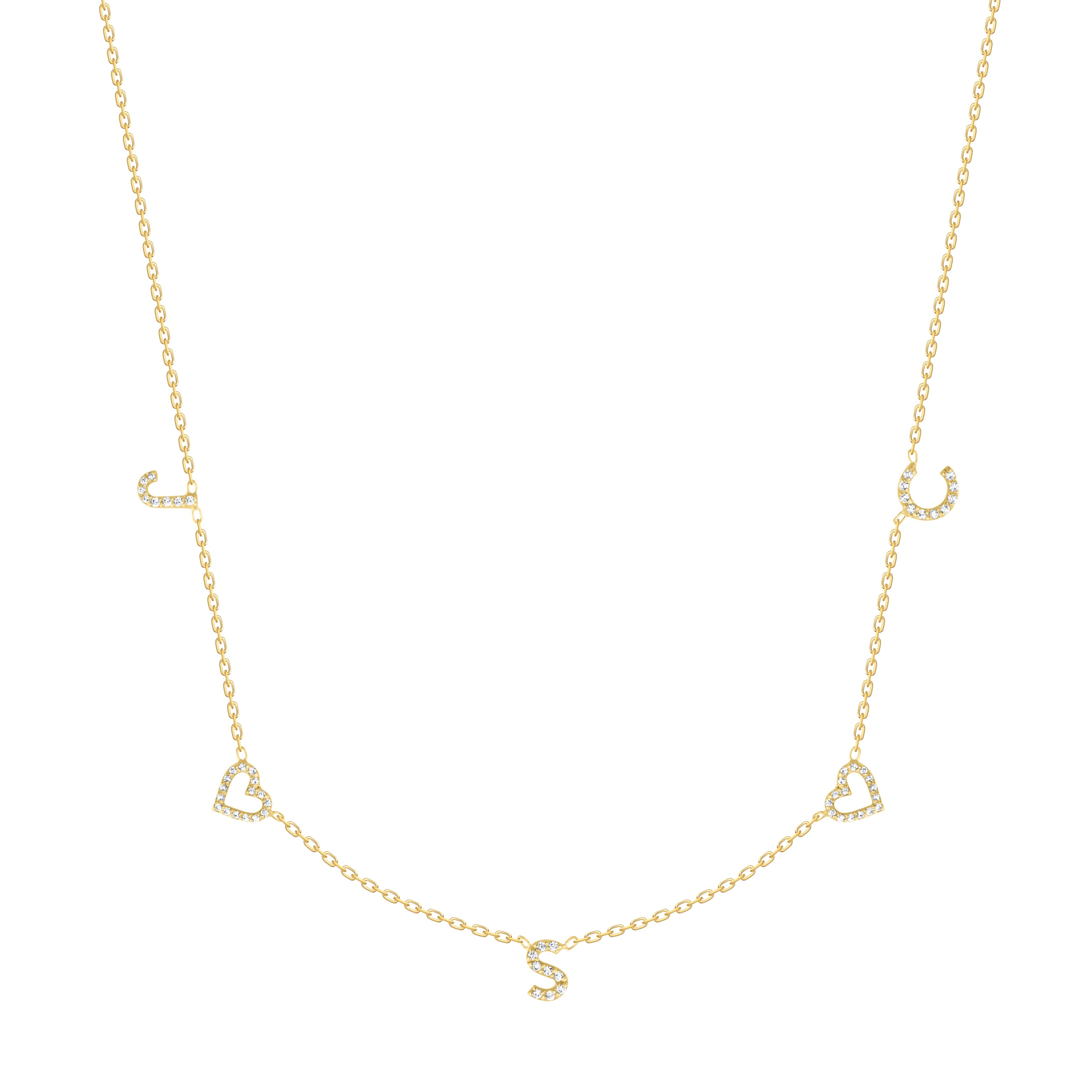 Small Diamond Spaced Out Letters - Open Pave Heart(s)