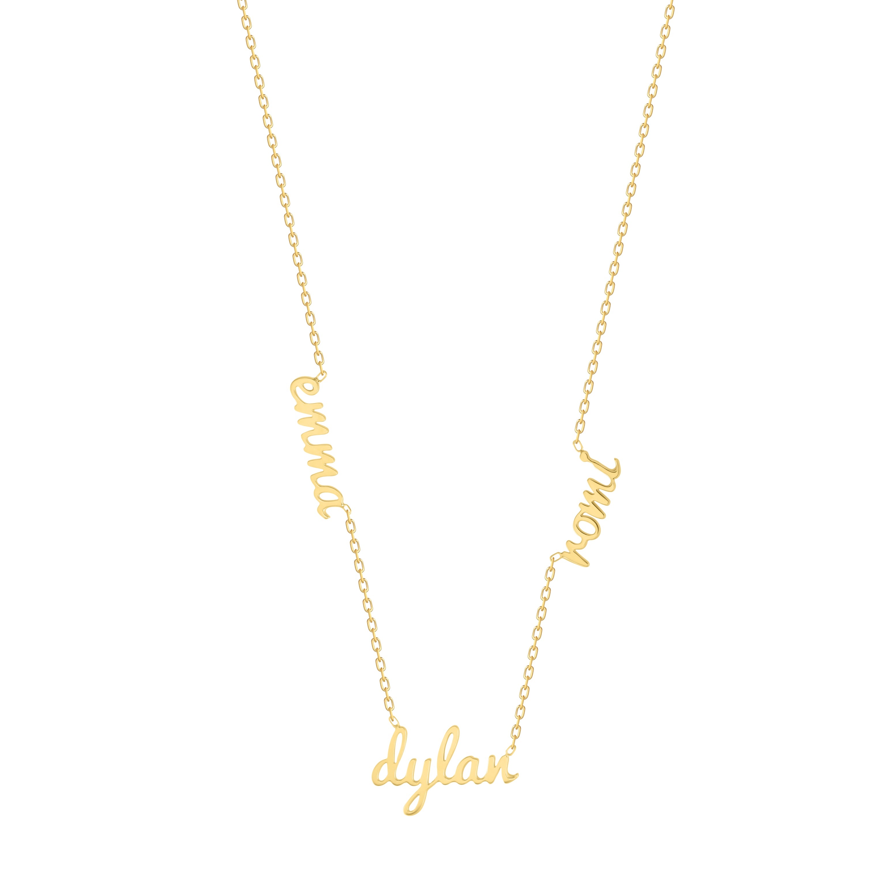 Small Script Multi Name Necklace