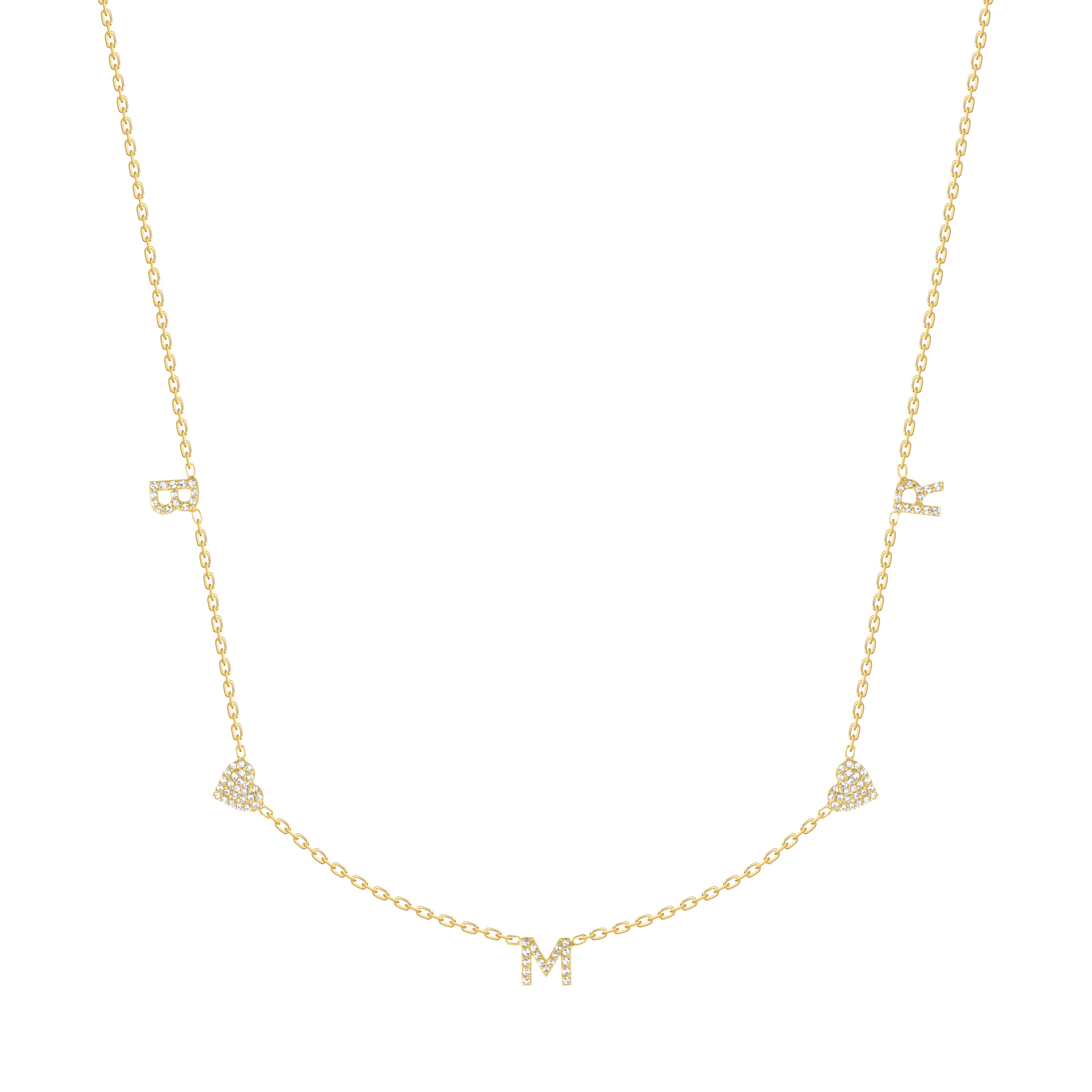 Mini Diamond Spaced Out Letters - Solid Pave Heart(s)