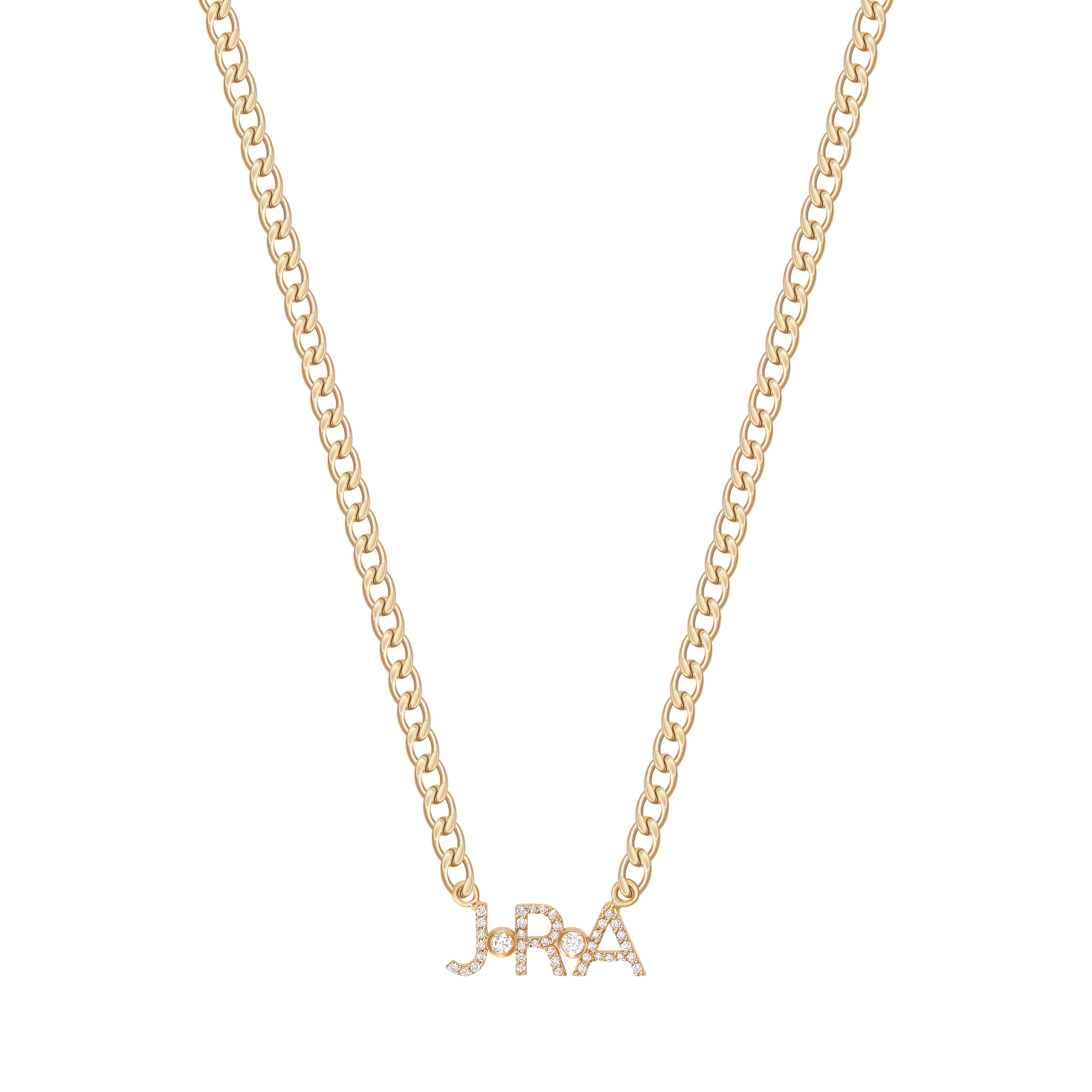 Small Cuban Link Diamond Nameplate Necklace