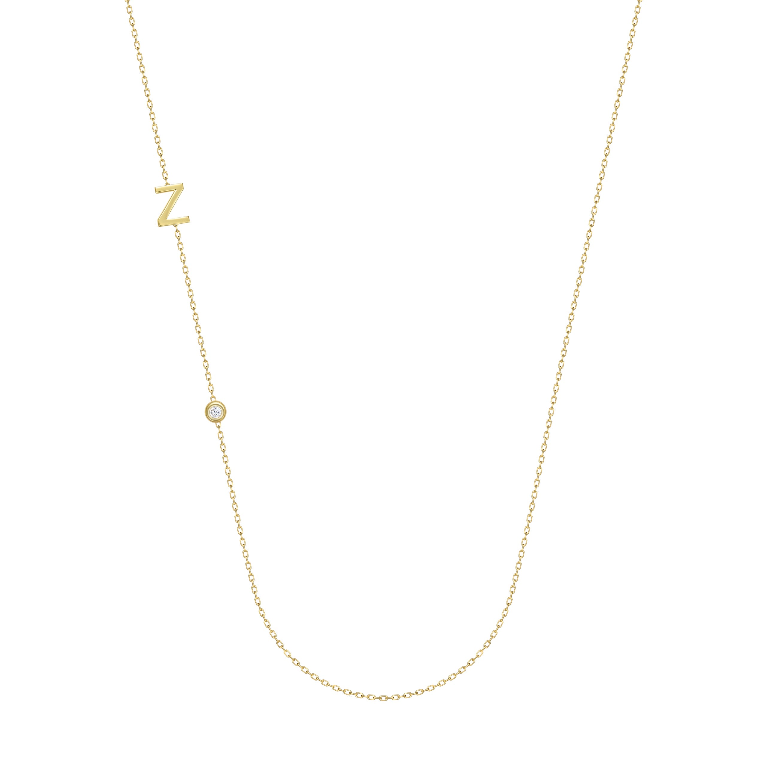 Asymmetrical Letter + Stone - 14K