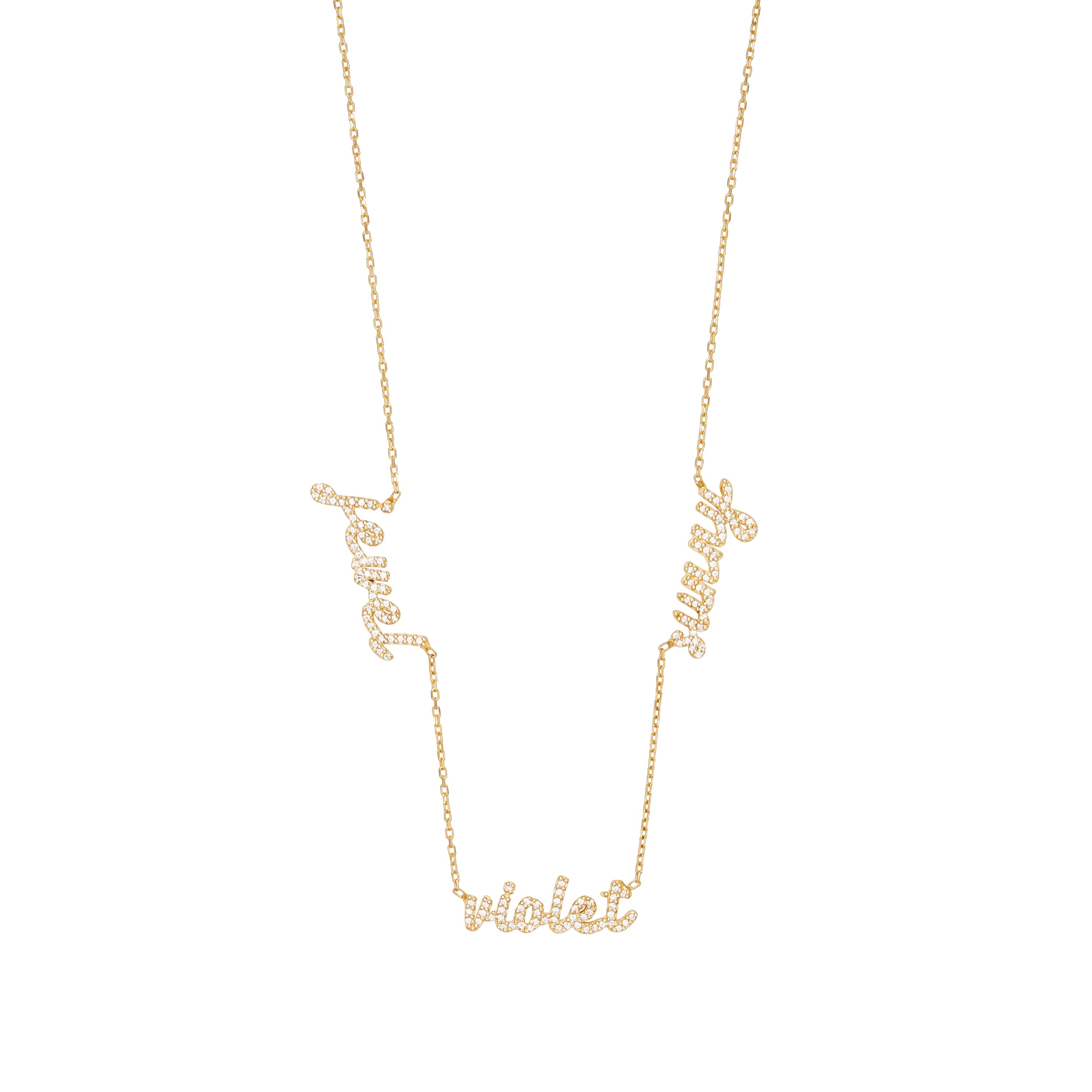 Diamond Script Multi Name Necklace