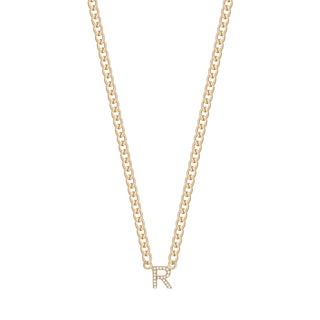 Small Cuban Link Diamond/Stone Letter Necklace