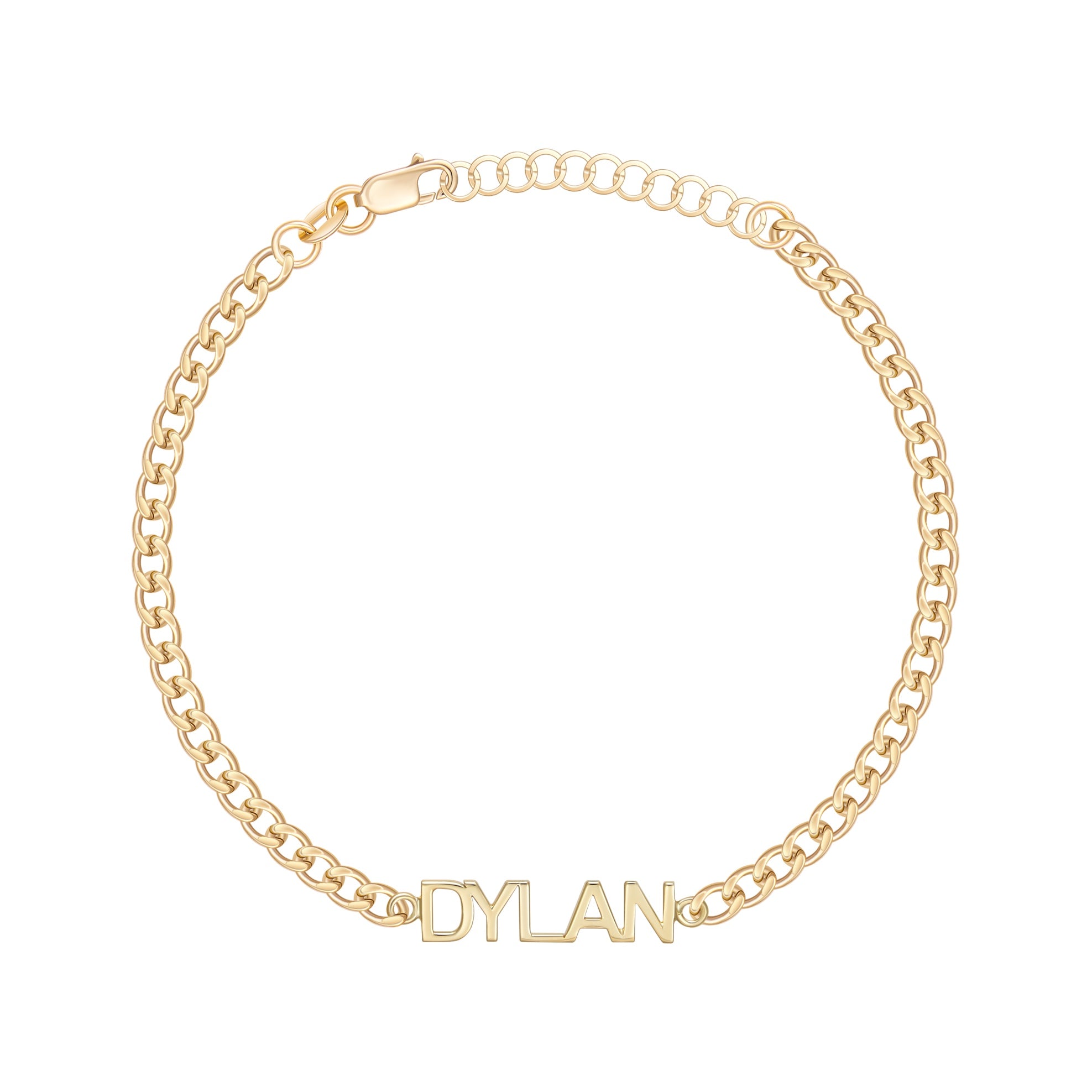 Small Cuban Link All Gold Name Bracelet