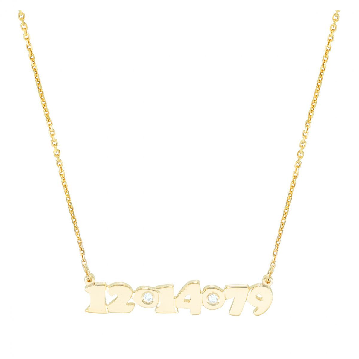 Mini Me Diamond Date - 14K Gold Personalized Custom Necklace - Lola James Jewelry 
