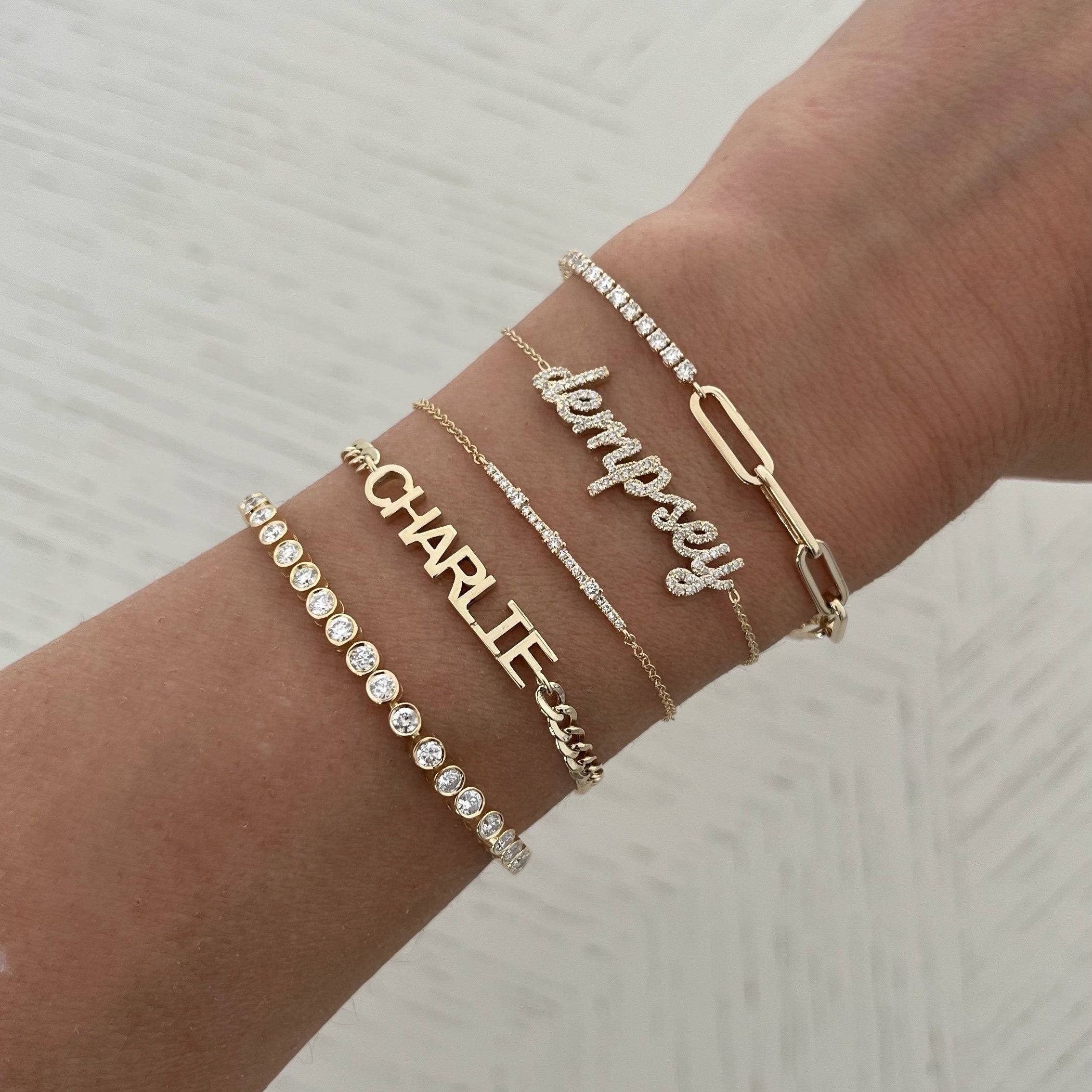 Small Cuban Link All Gold Name Bracelet