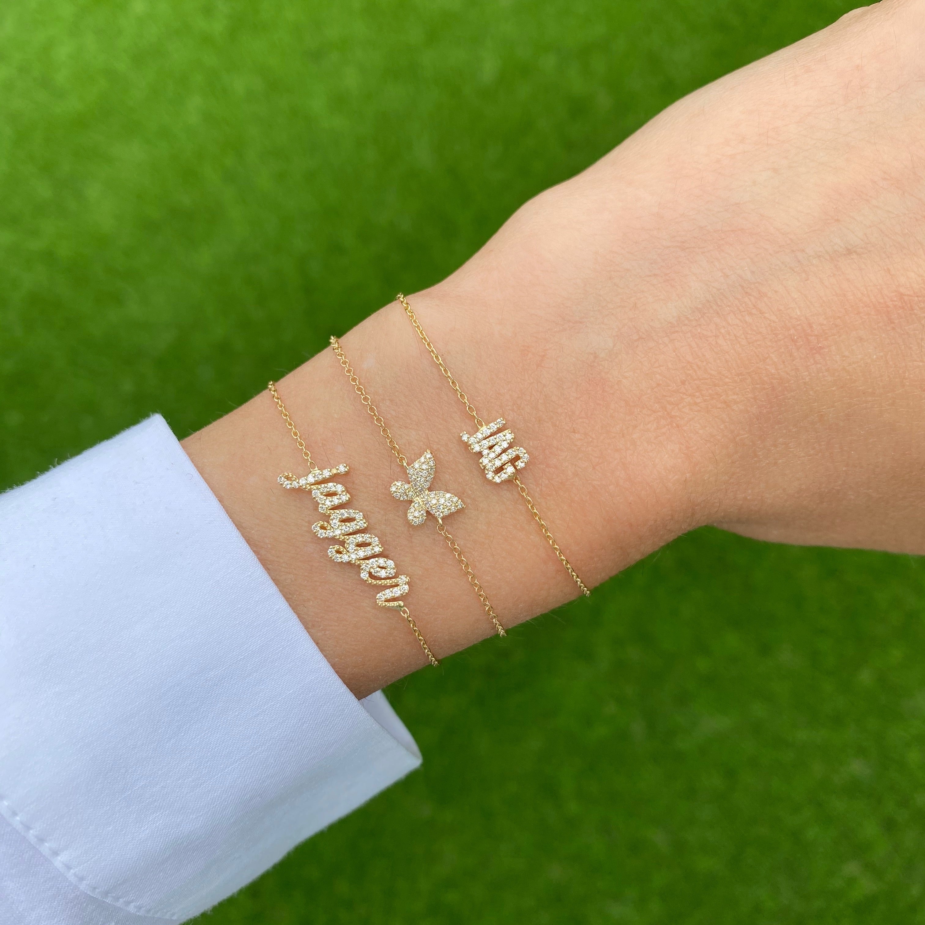Small Diamond Script Name Bracelet