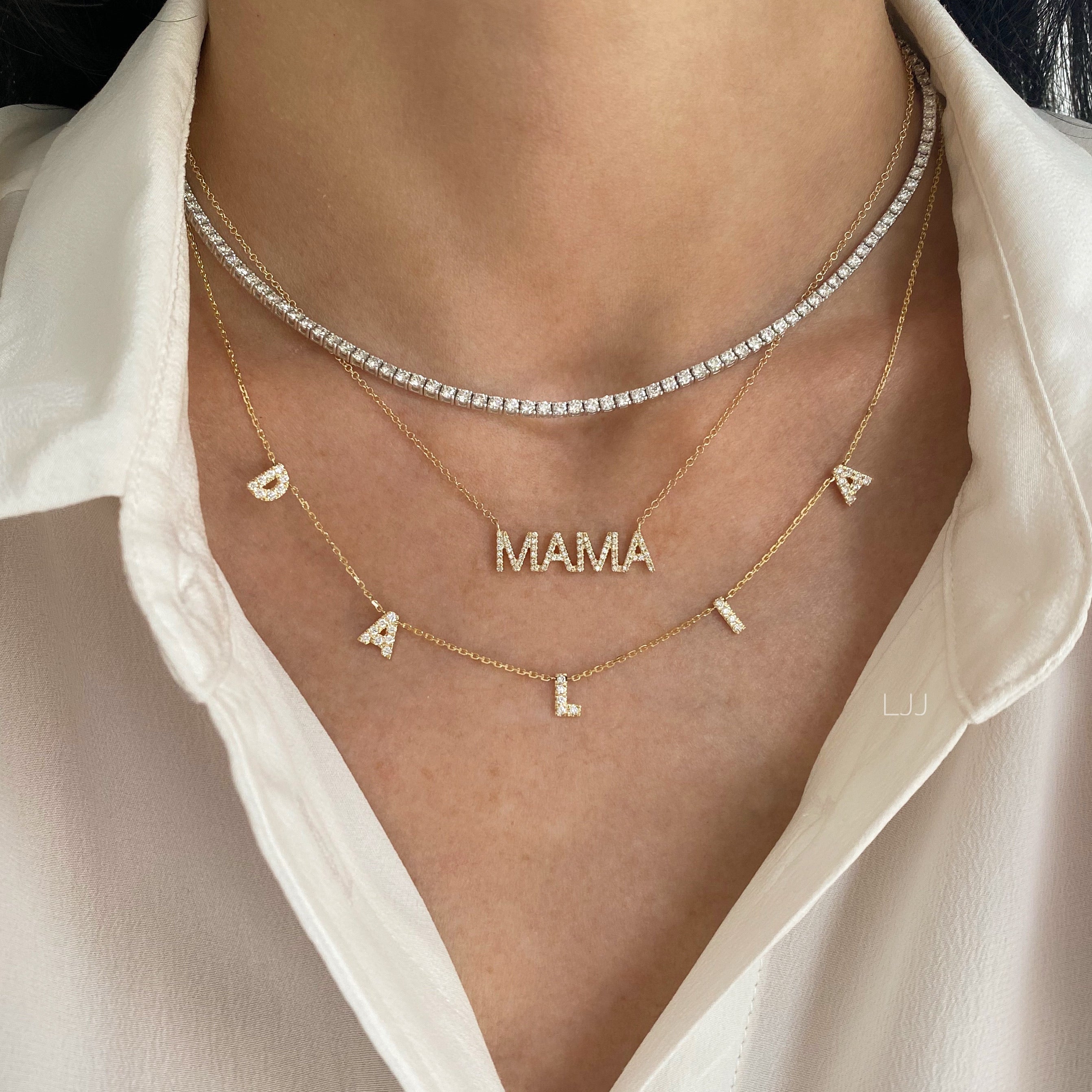 Diamond Uppercase Name Necklace
