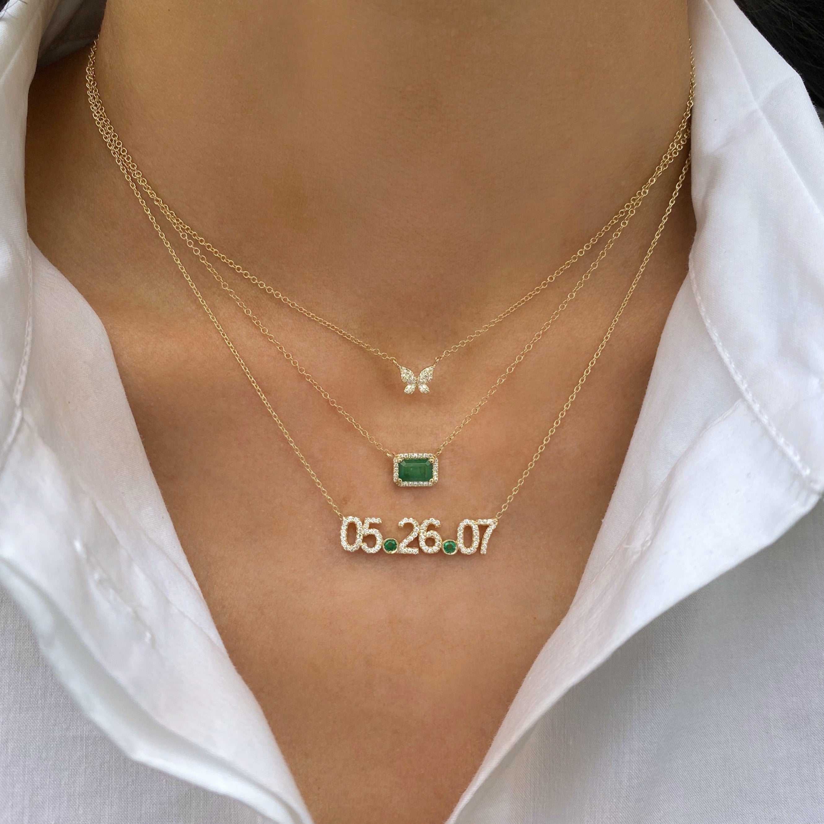Diamond Date with Stones Necklace