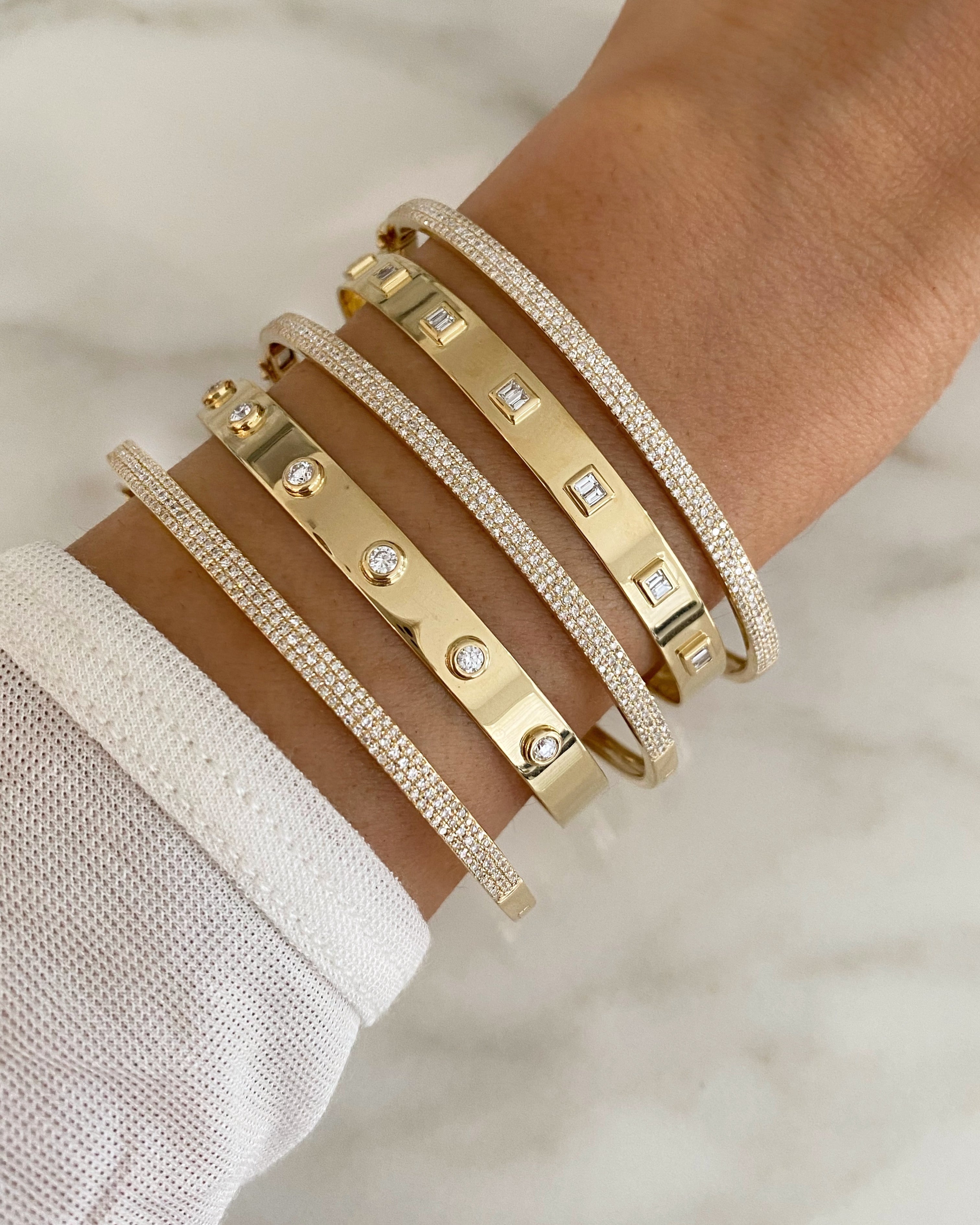 3 Row Pave Diamond Bangle