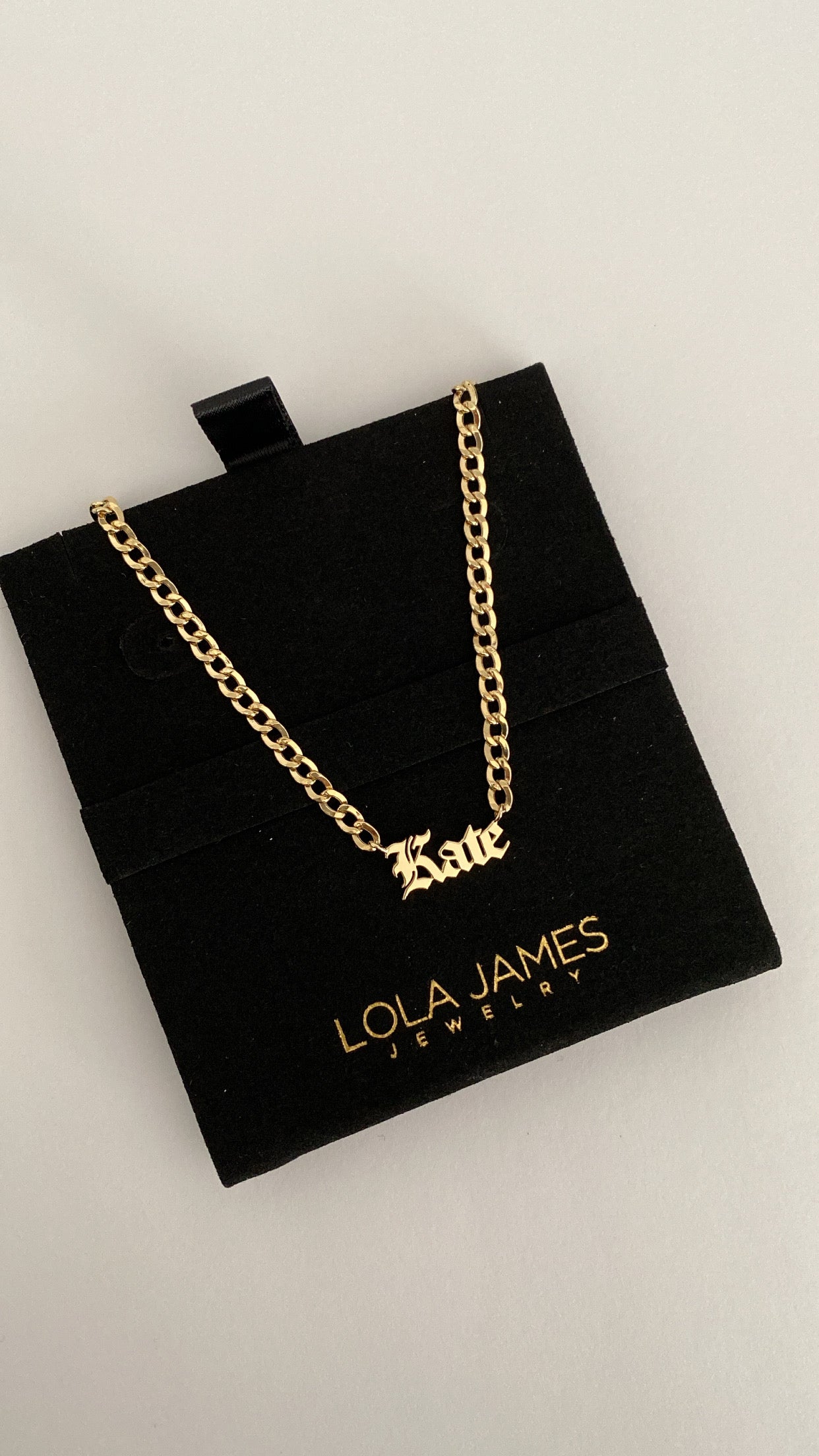 Small Curb Chain Gothic Name Necklace