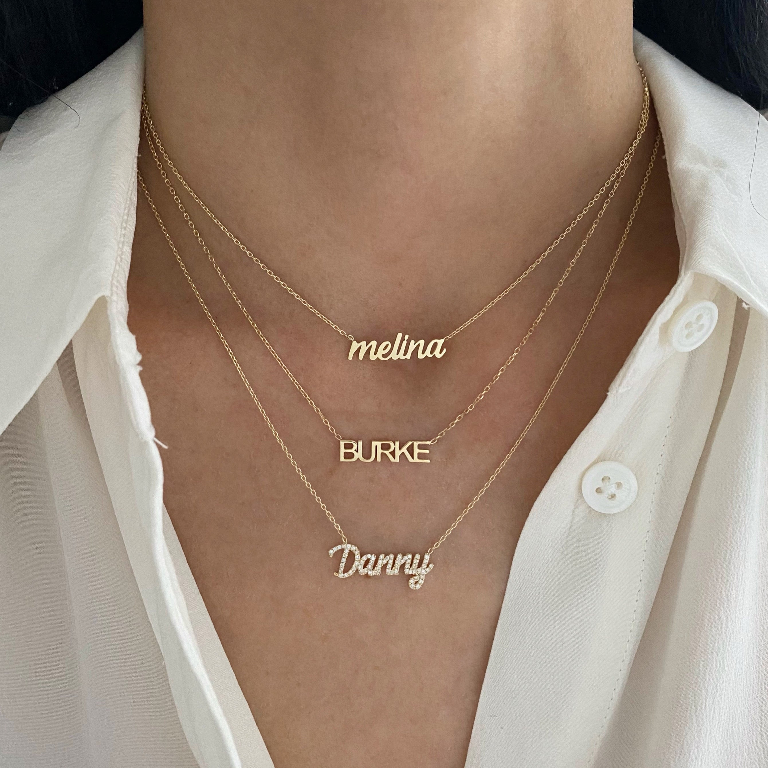 Small Diamond Script Name Necklace - Font #1
