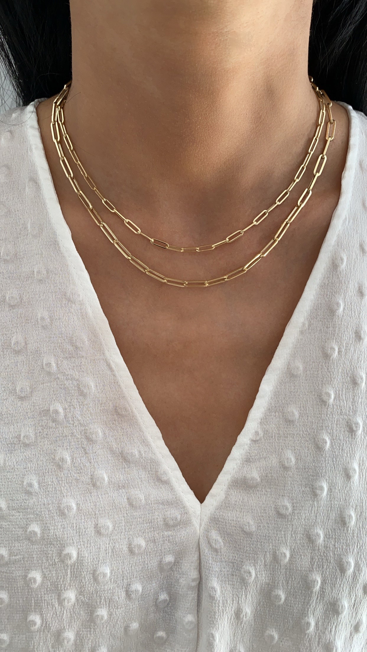 Small 14K Gold Paper Clip Chain