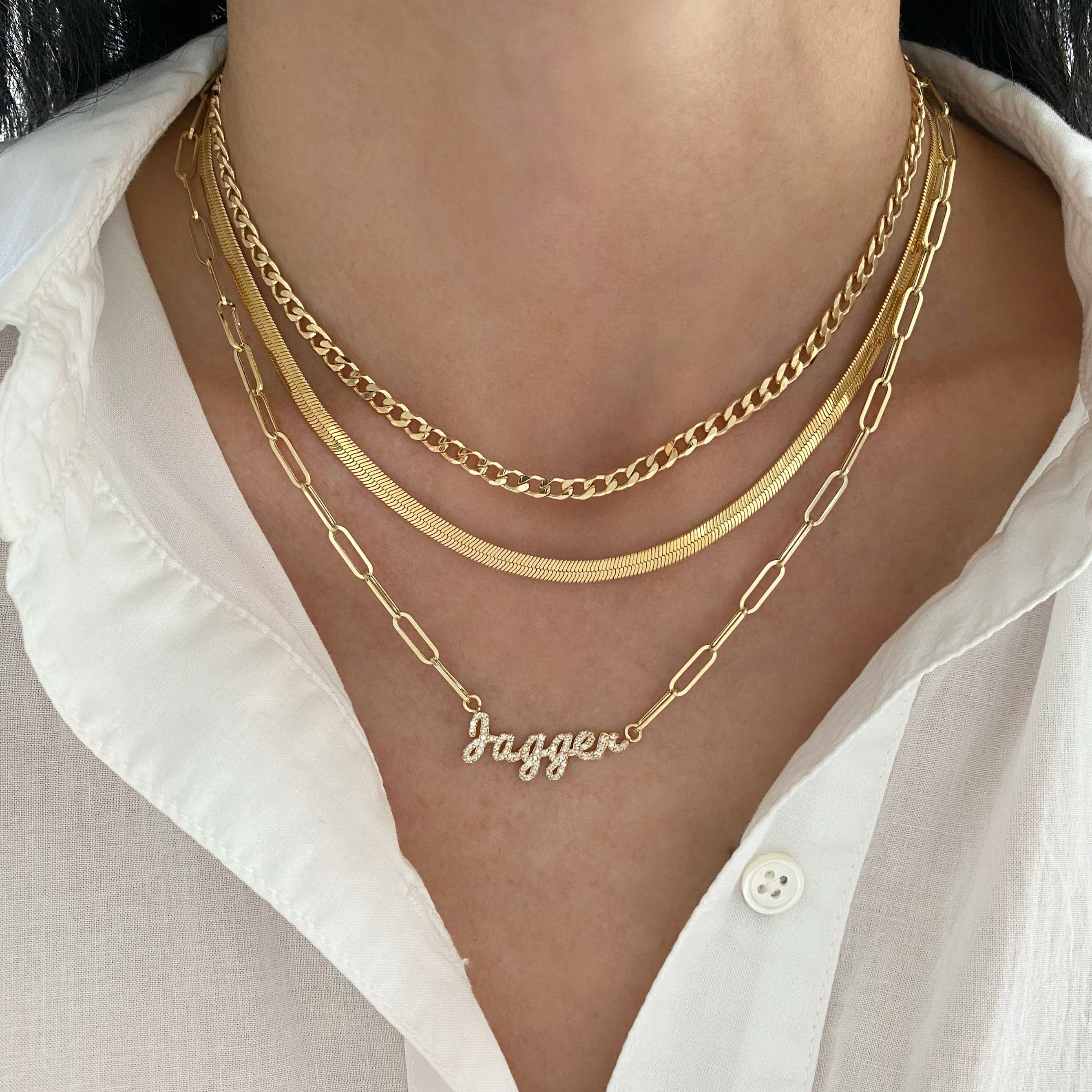 Paper Clip Diamond Name Necklace