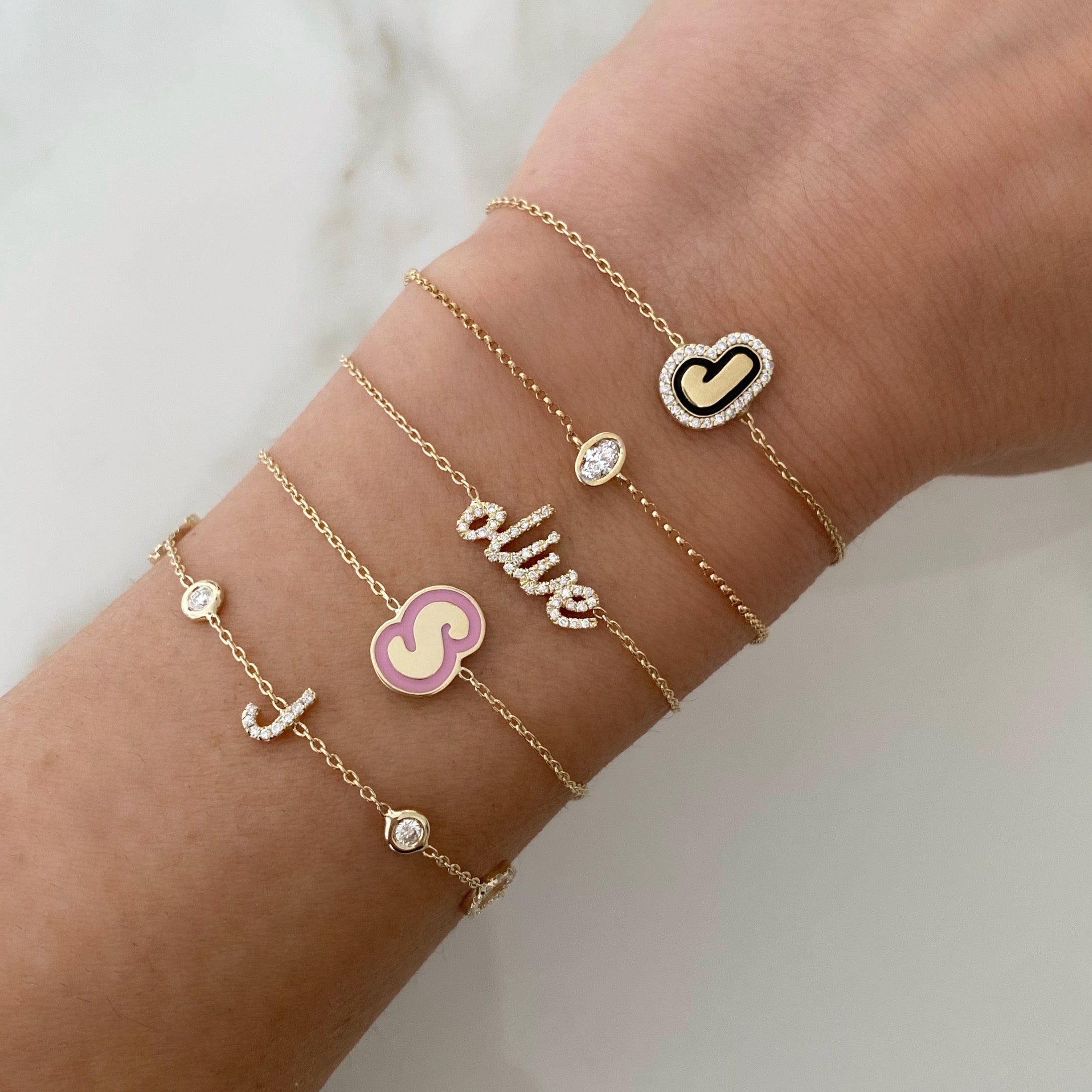 Small Diamond Script Name Bracelet