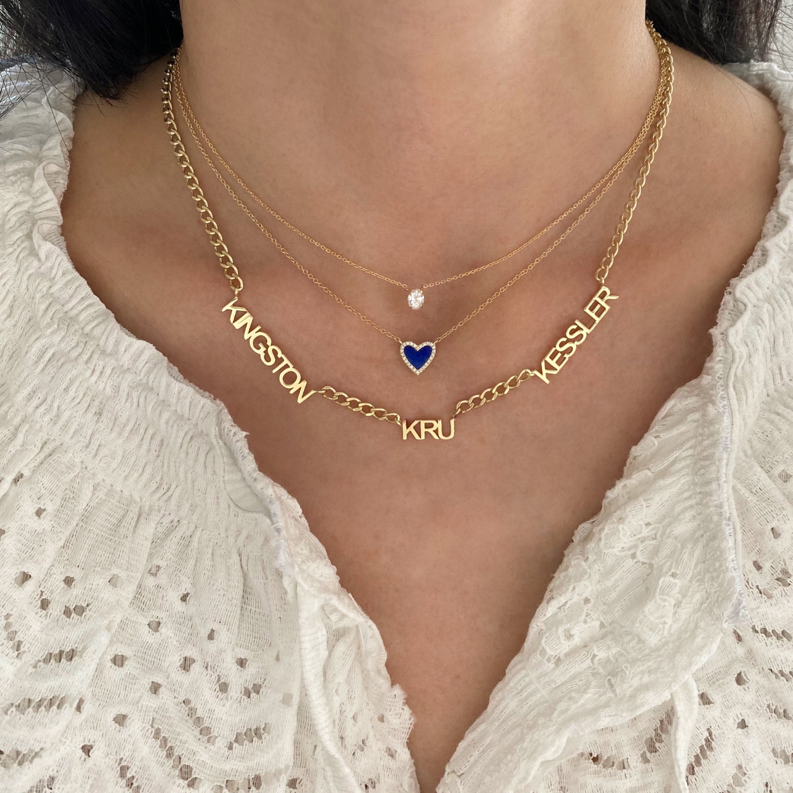 Small Cuban Link Multi Name Necklace