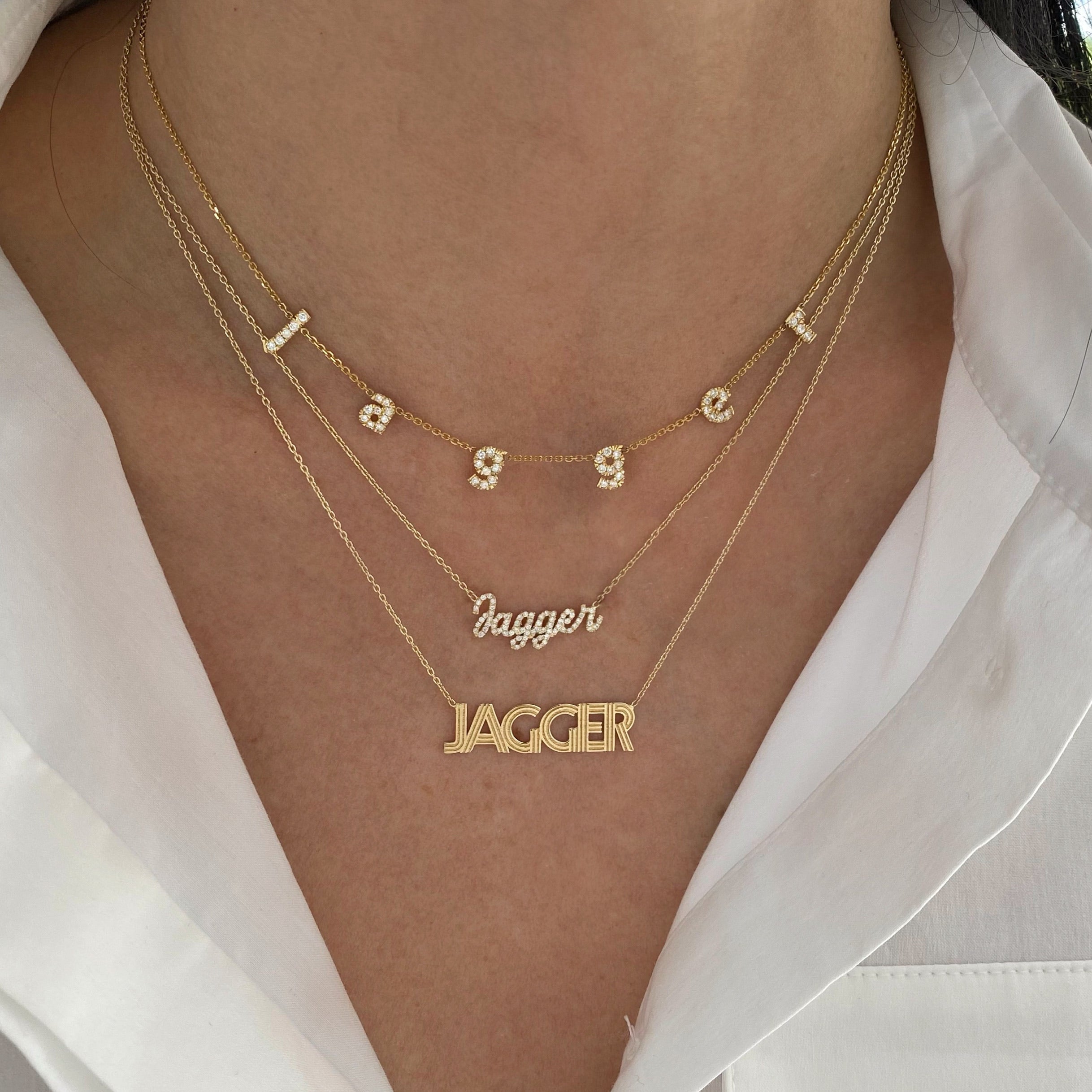 Small Diamond Script Name Necklace - Font #1