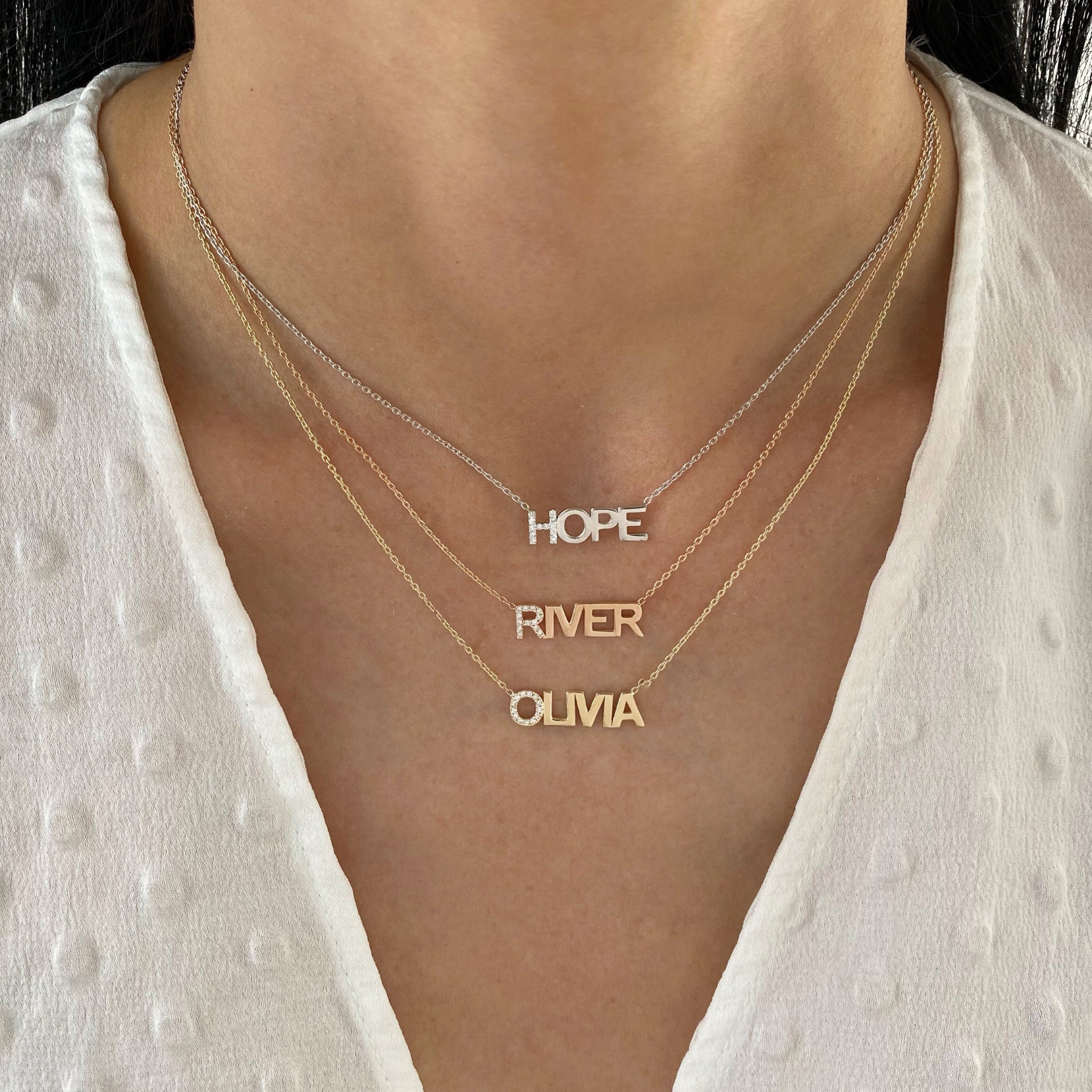 First Letter Diamond Uppercase Name Necklace