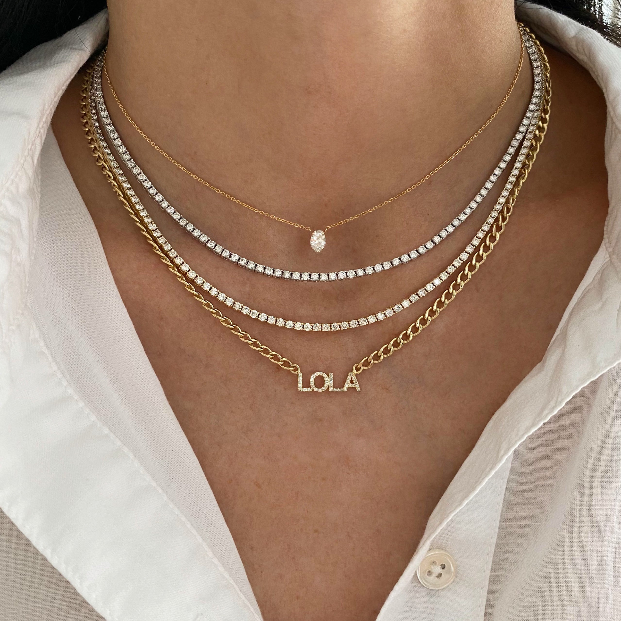 Small Cuban Link All Diamond Name Necklace