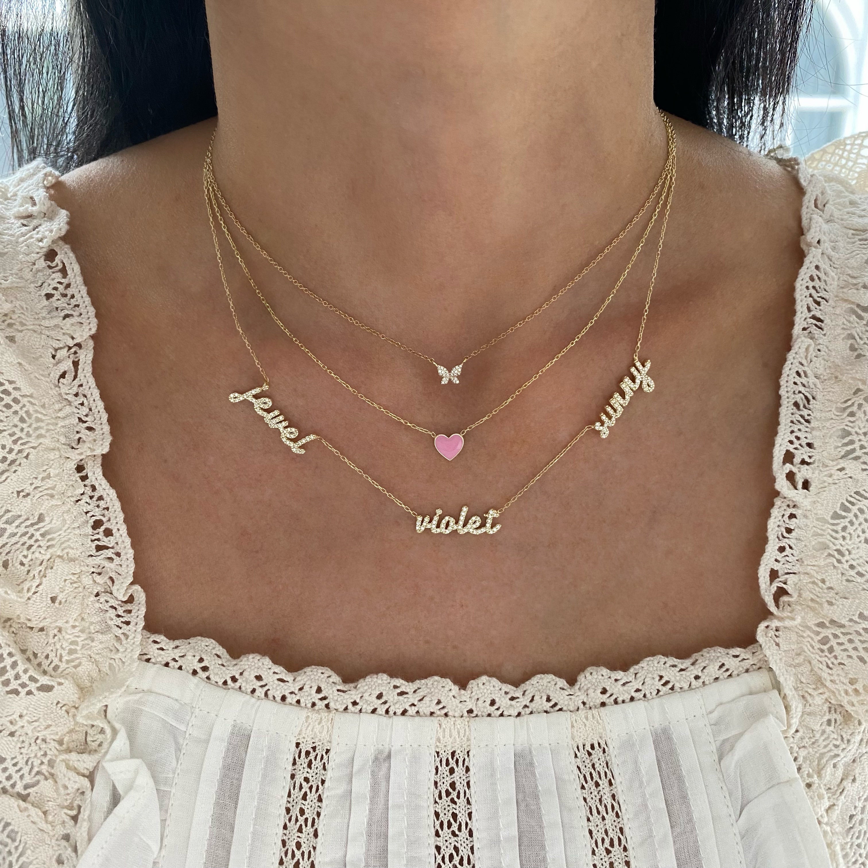 Diamond Script Multi Name Necklace