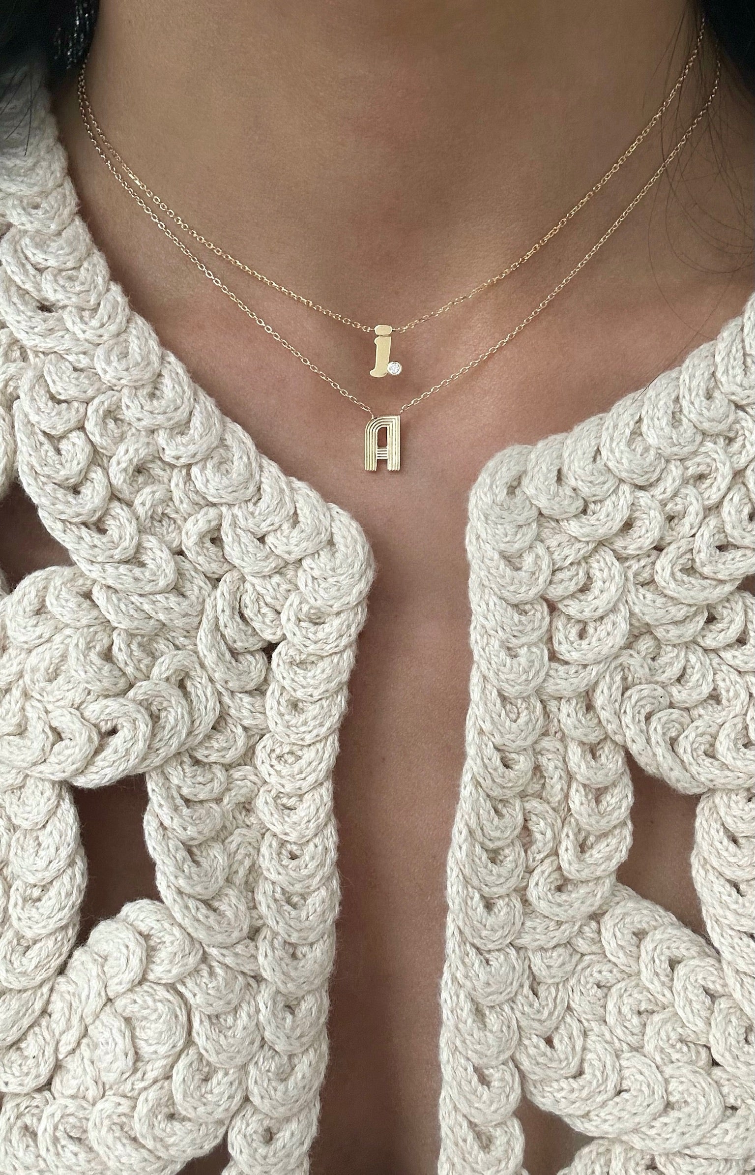 Retro Fluted Letter Necklace