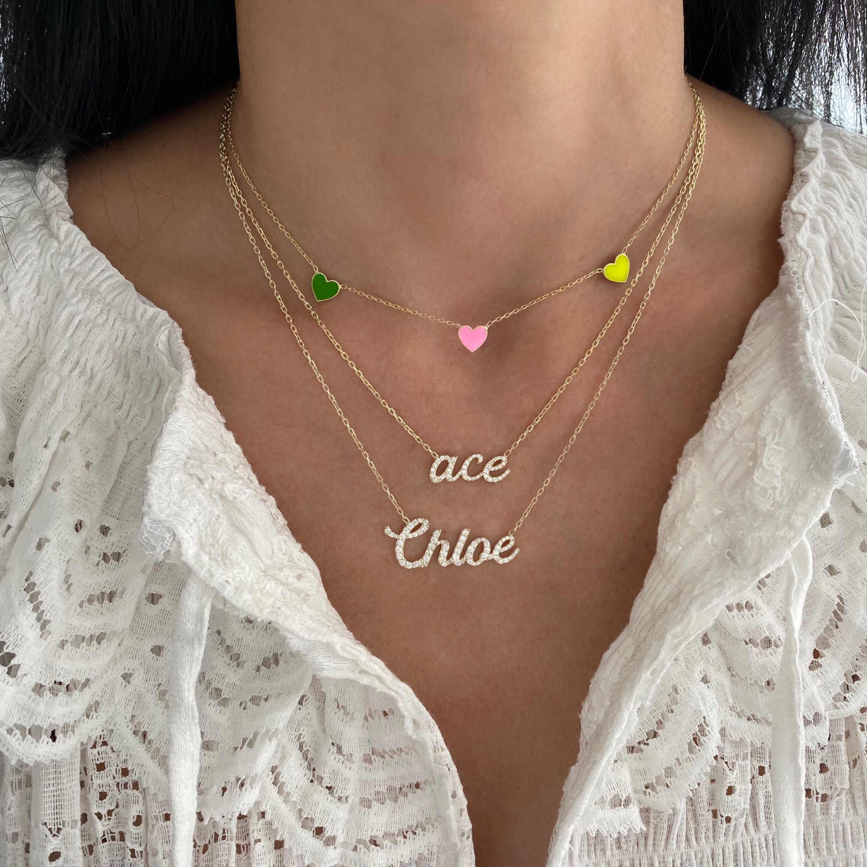 Large Script Diamond Name Necklace