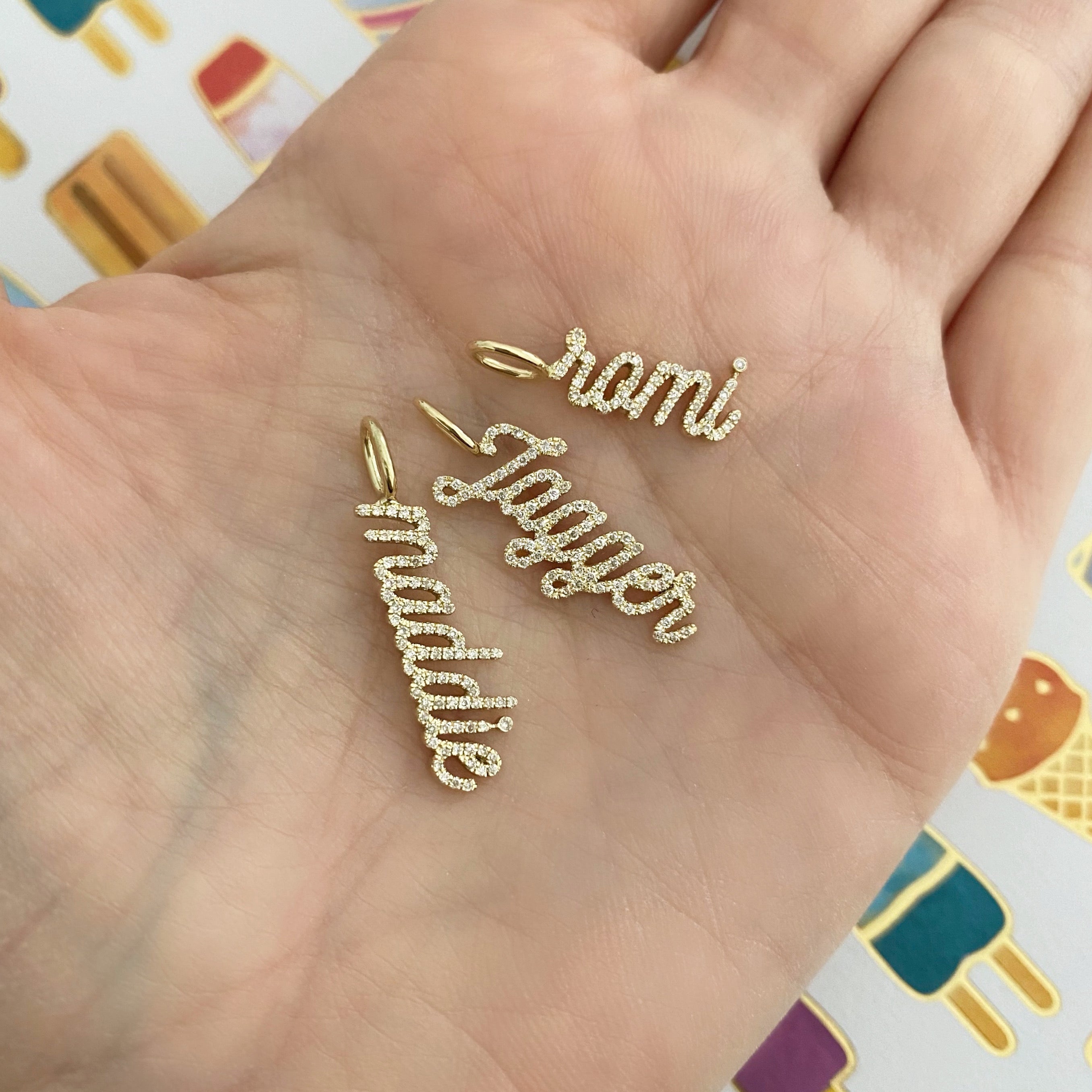 Diamond Script Name Charm