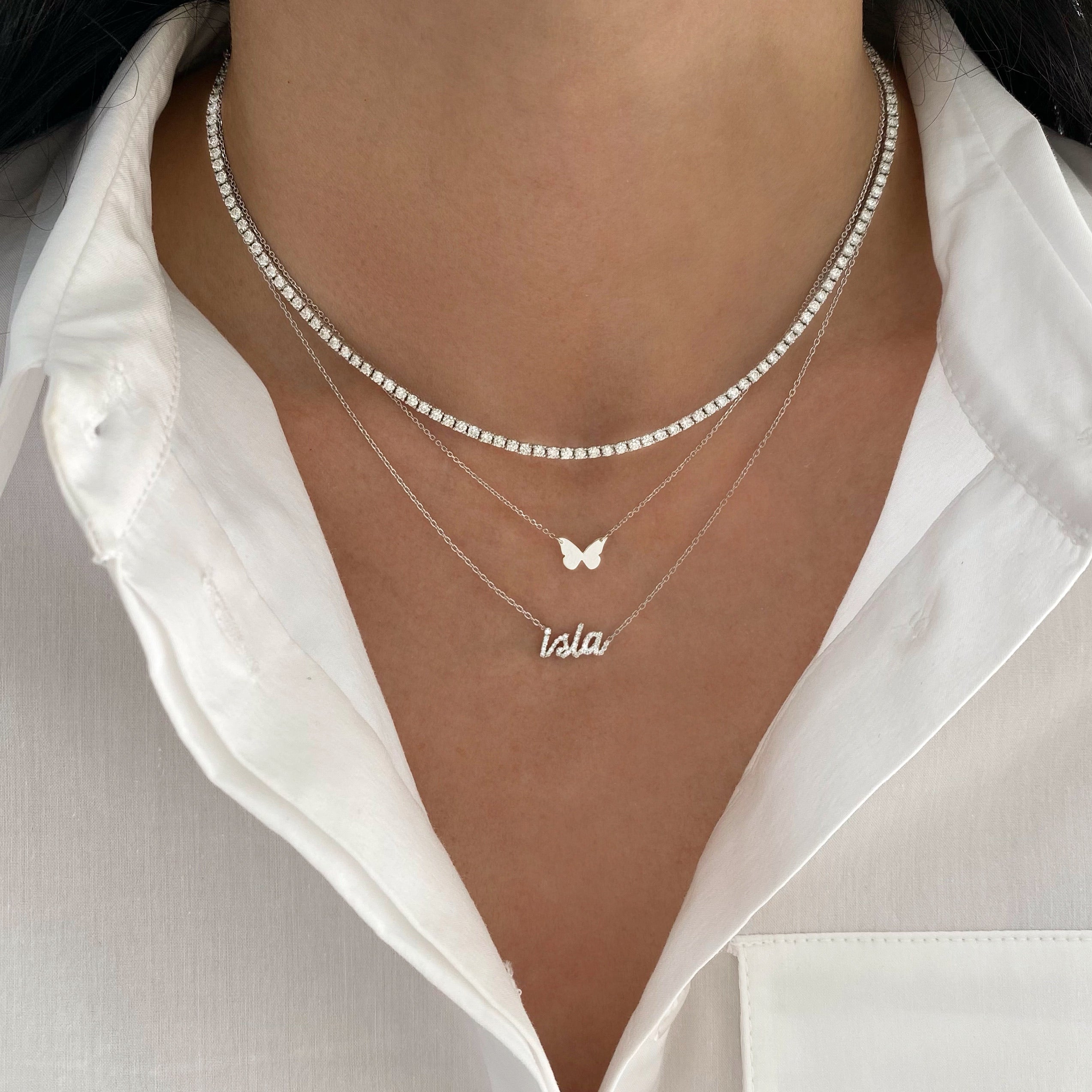 Small Diamond Script Name Necklace - Font #1