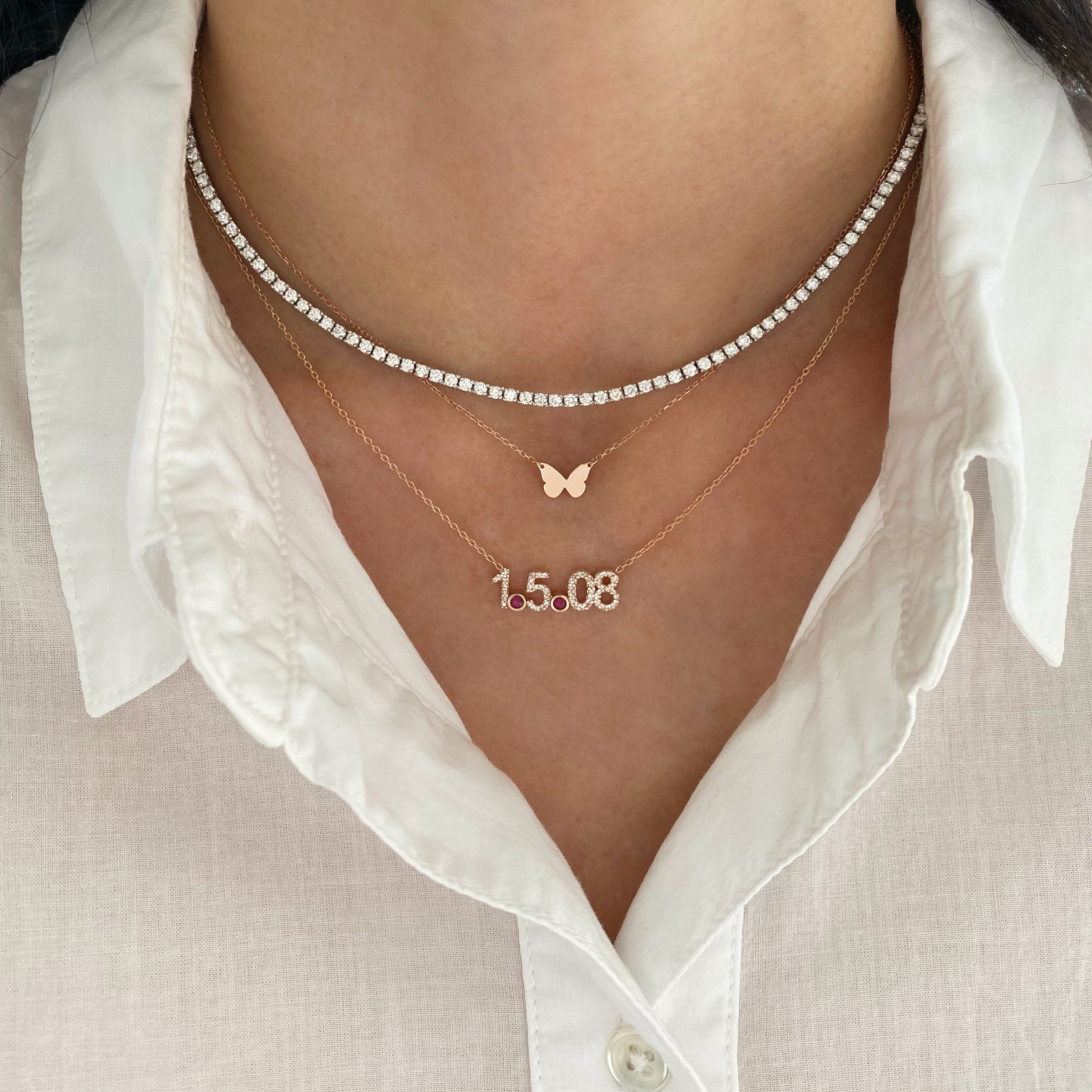 Diamond Date with Stones Necklace