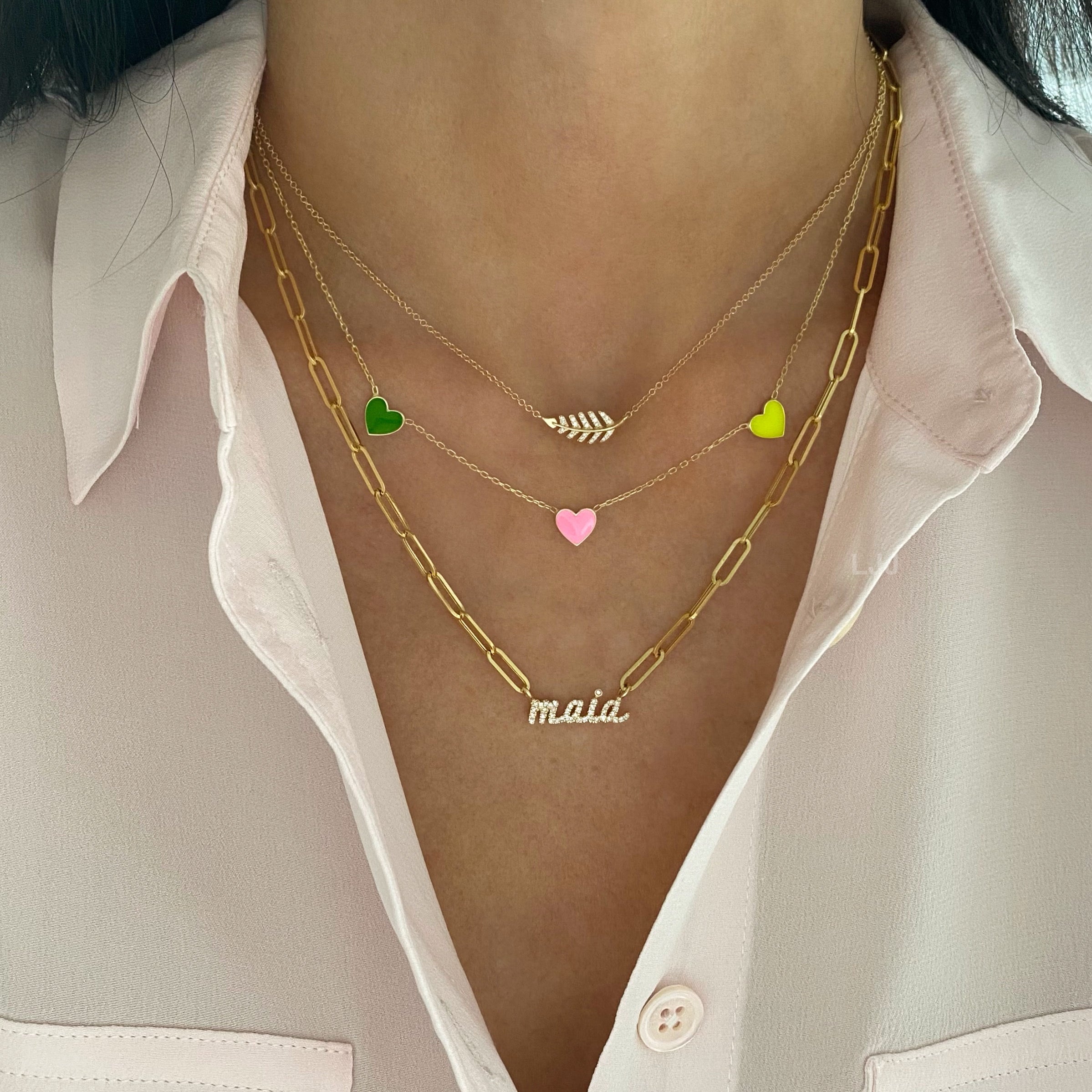 Paper Clip Diamond Name Necklace
