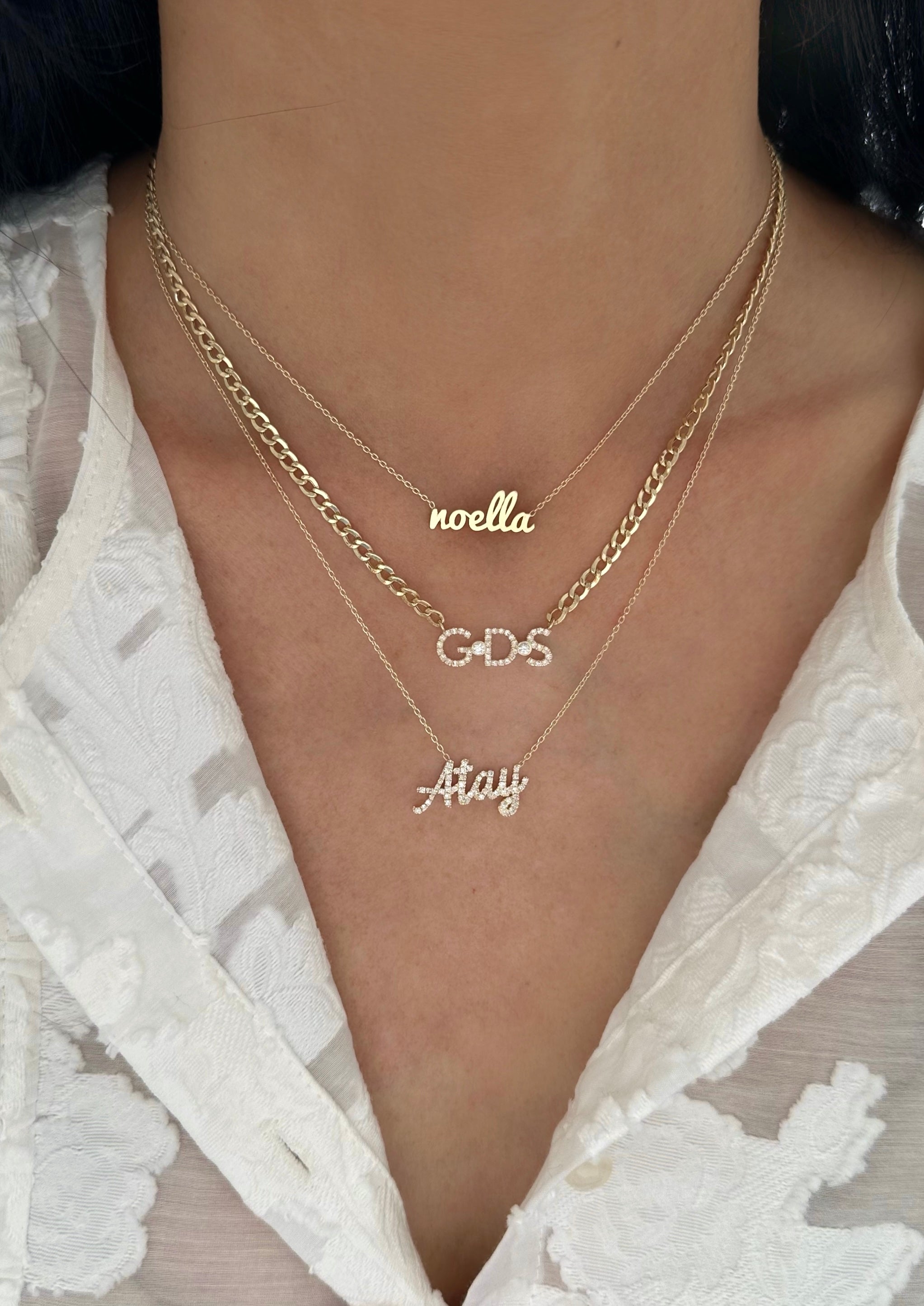 Small Cuban Link Diamond Nameplate Necklace