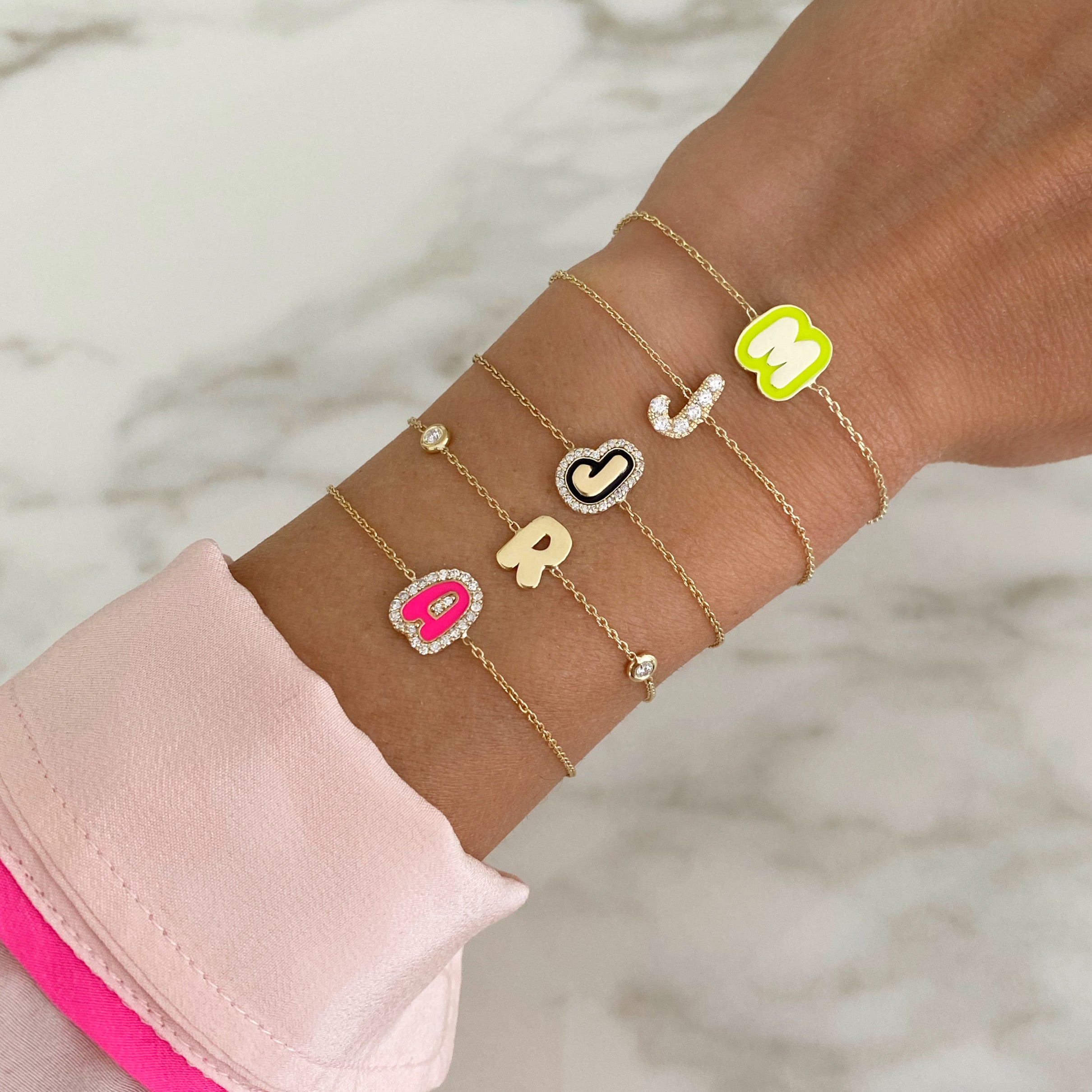 Bubble Letter With Stones In The Chain - SAMPLE SALE