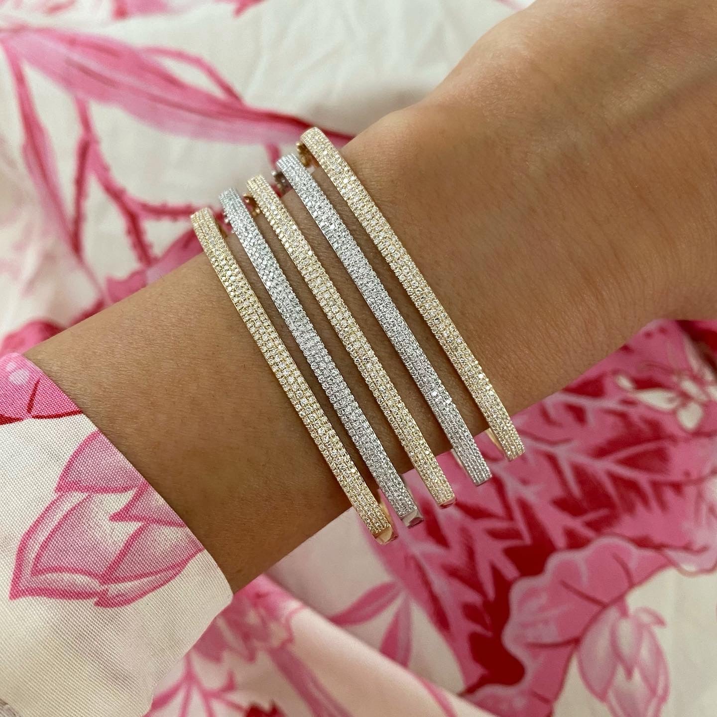 3 Row Pave Diamond Bangle