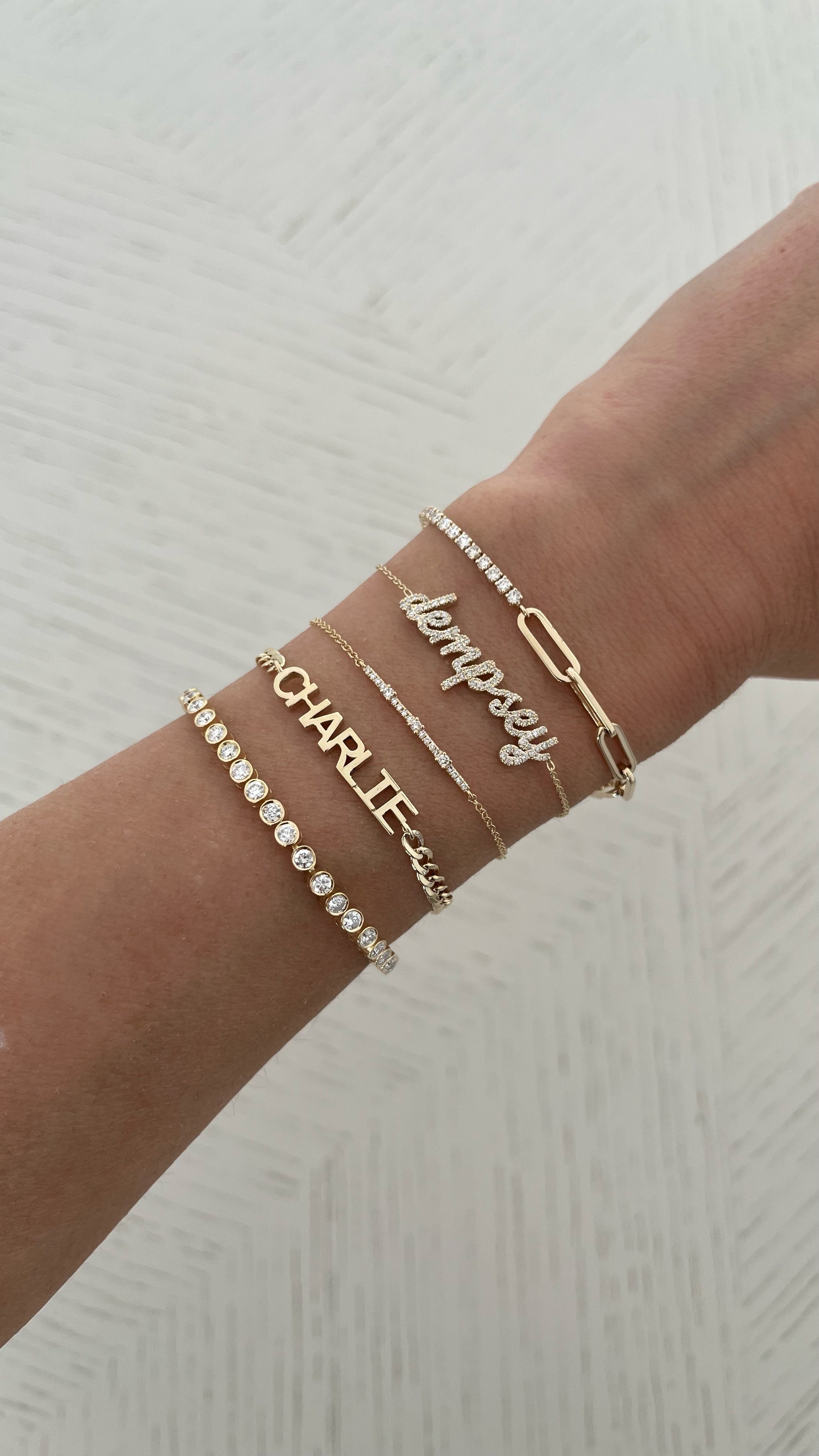Small Diamond Script Name Bracelet