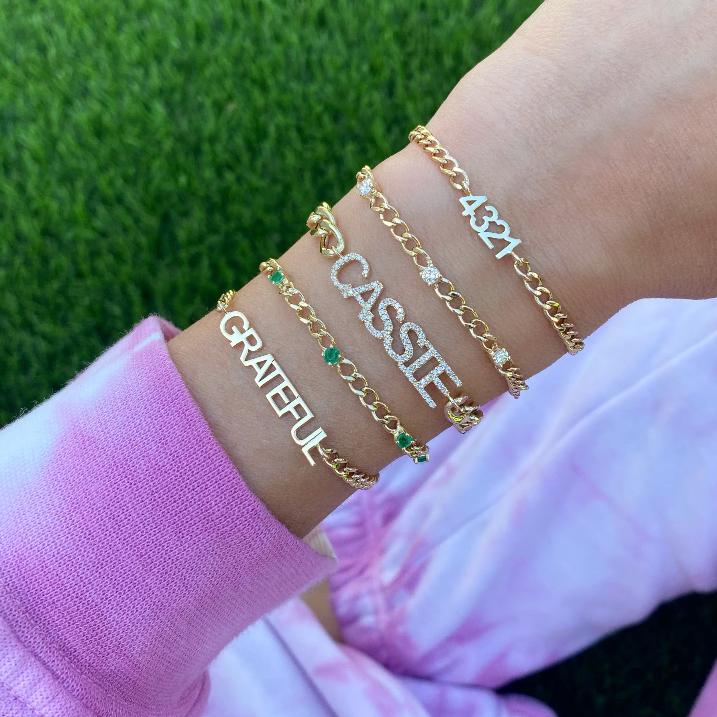 Small Cuban Link All Gold Name Bracelet