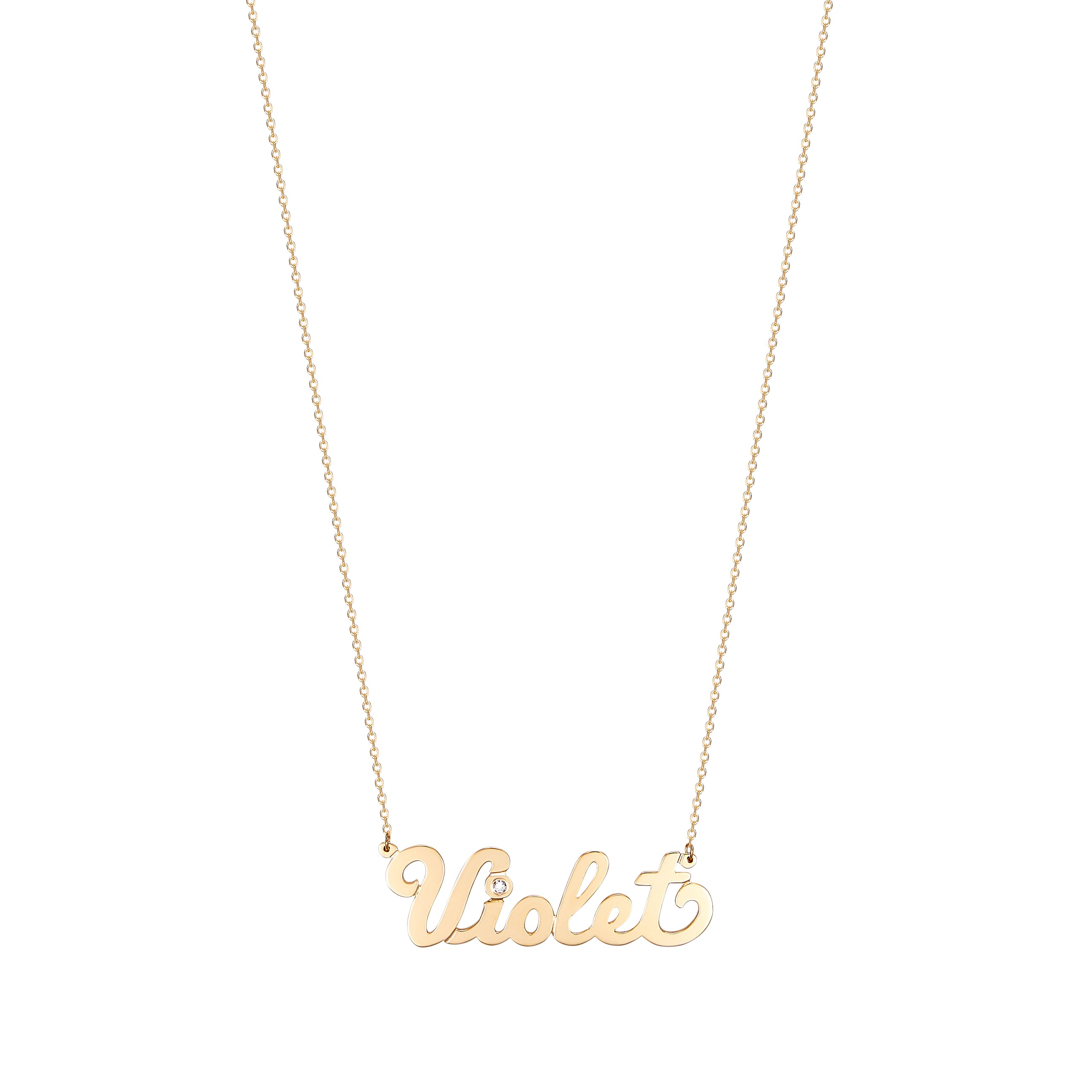 Large Script Name Necklace With Diamond Accent